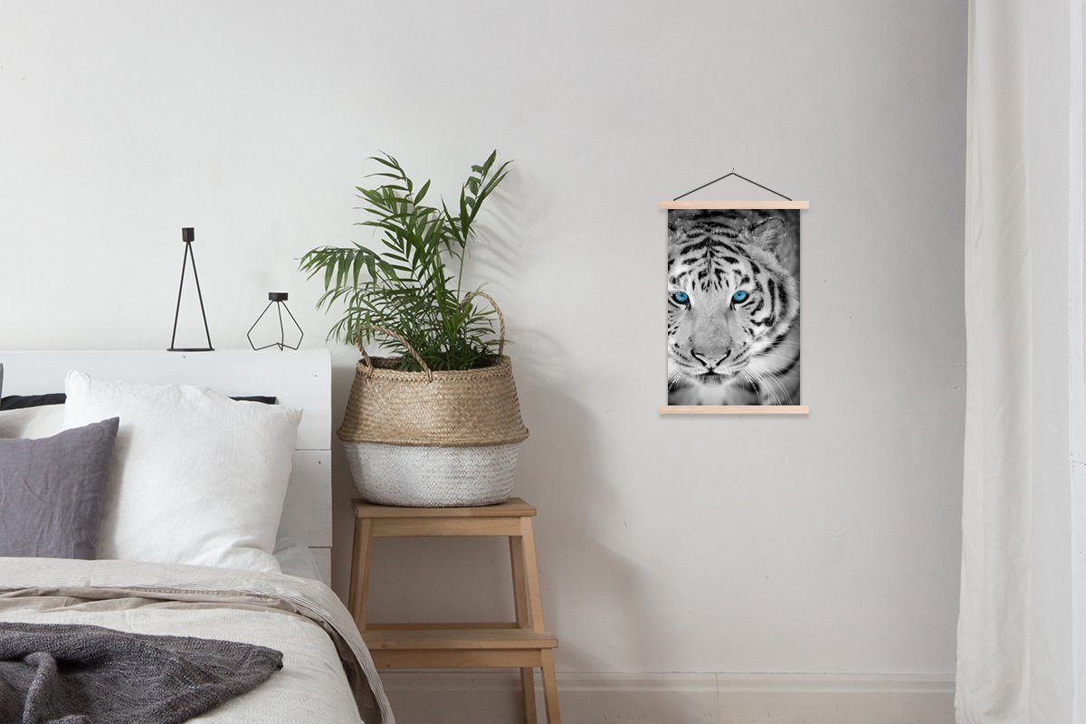 Tiger - für (1 St), Poster Posterleiste, Kopf Wohnzimmer, Augen, - Bilderleiste, Textilposter MuchoWow Magnetisch