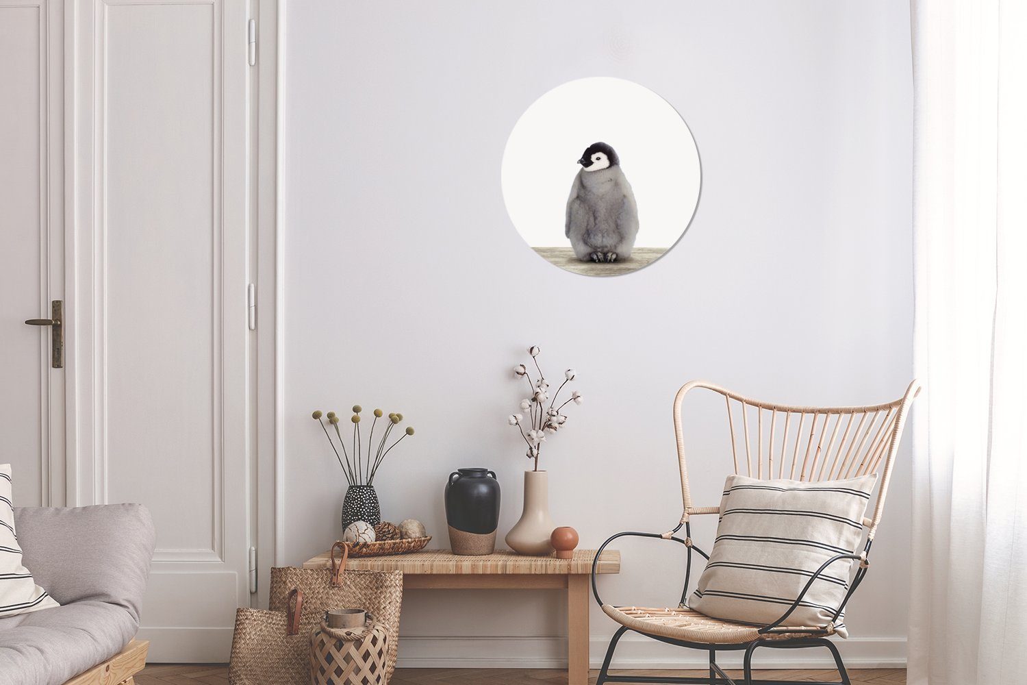 MuchoWow Wandsticker Pinguin - Tiere für Wohnzimmer Tapetenaufkleber, (1 Rund, Baby - Tapetenkreis St), Kinderzimmer