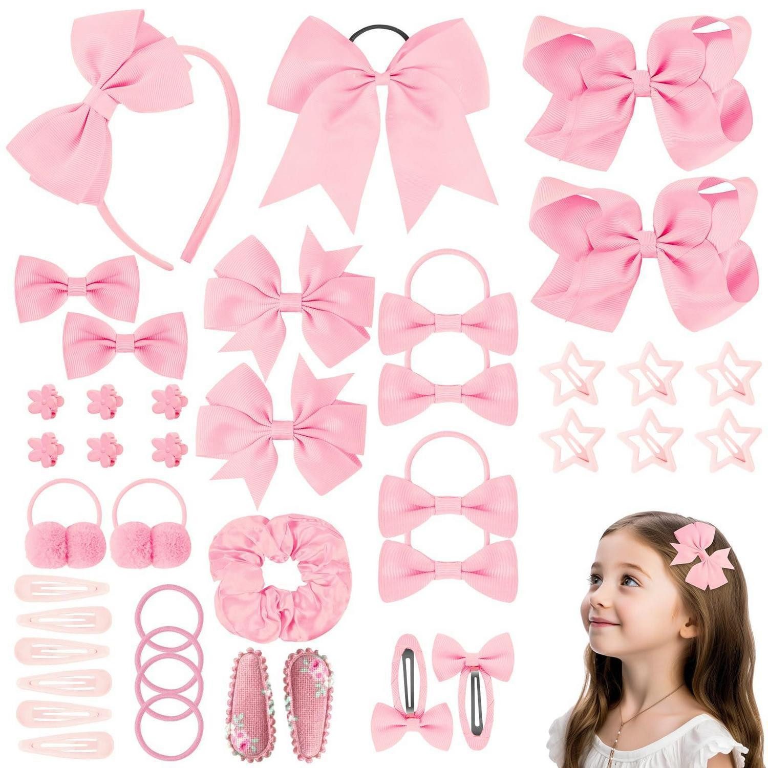 LuxusKollektion Haarstyling-Set Haarschmuck Set Mädchen 77tlg Rosa