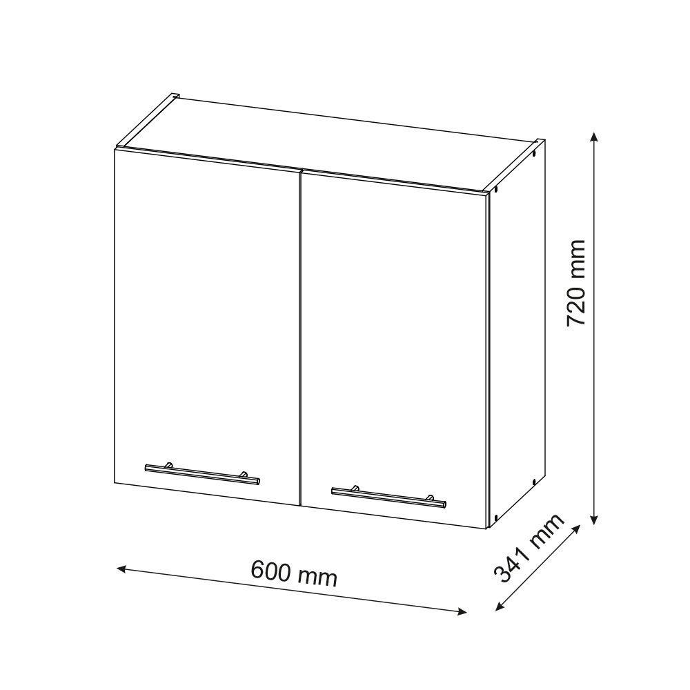 Vicco Hängeschrank Fame-Line, Weiß Hochglanz/Anthrazit, 60 cm (1-St)