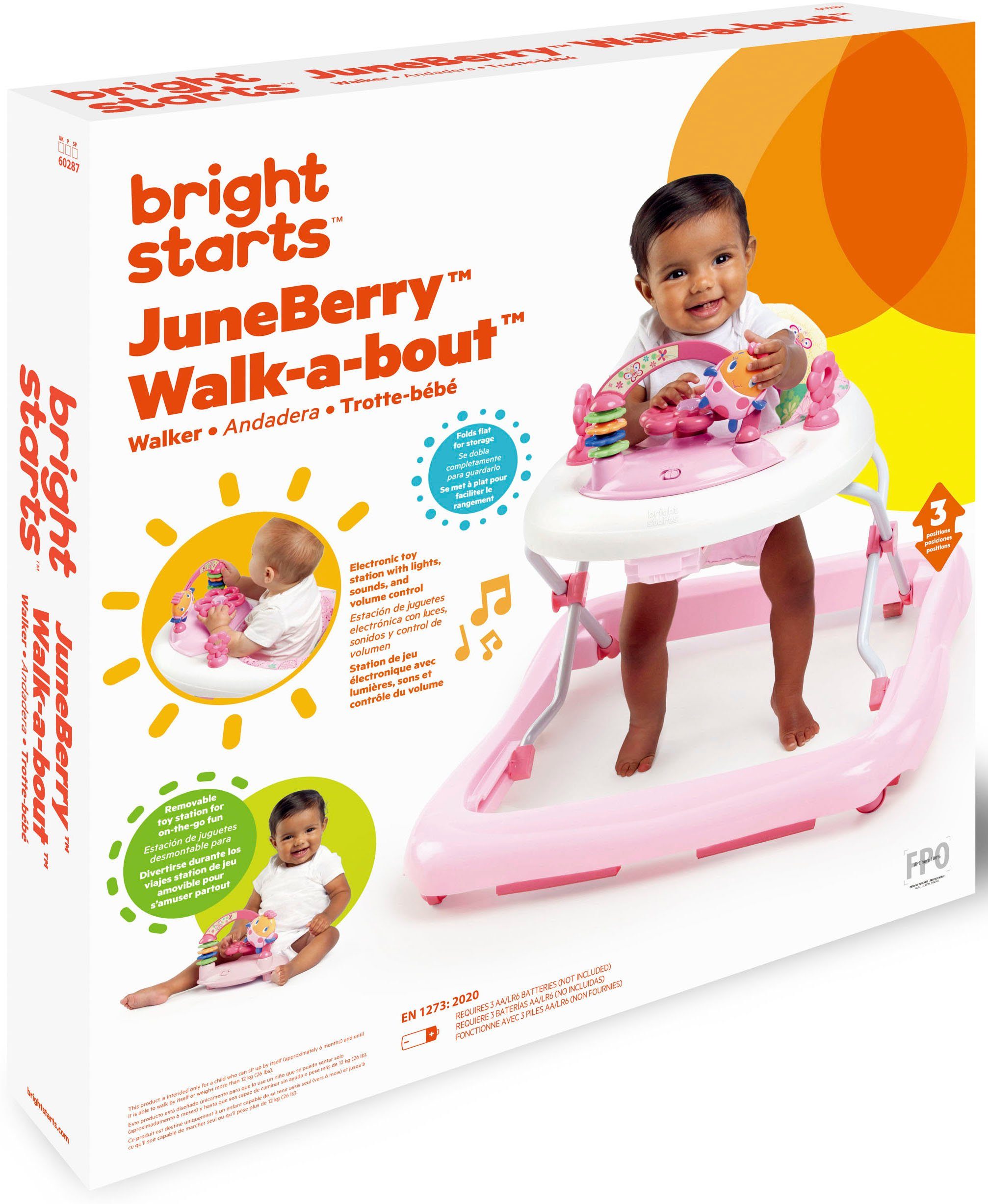 und Sound Licht JuneBerry mit Bright Starts Walk-a-bout™, Lauflernhilfe