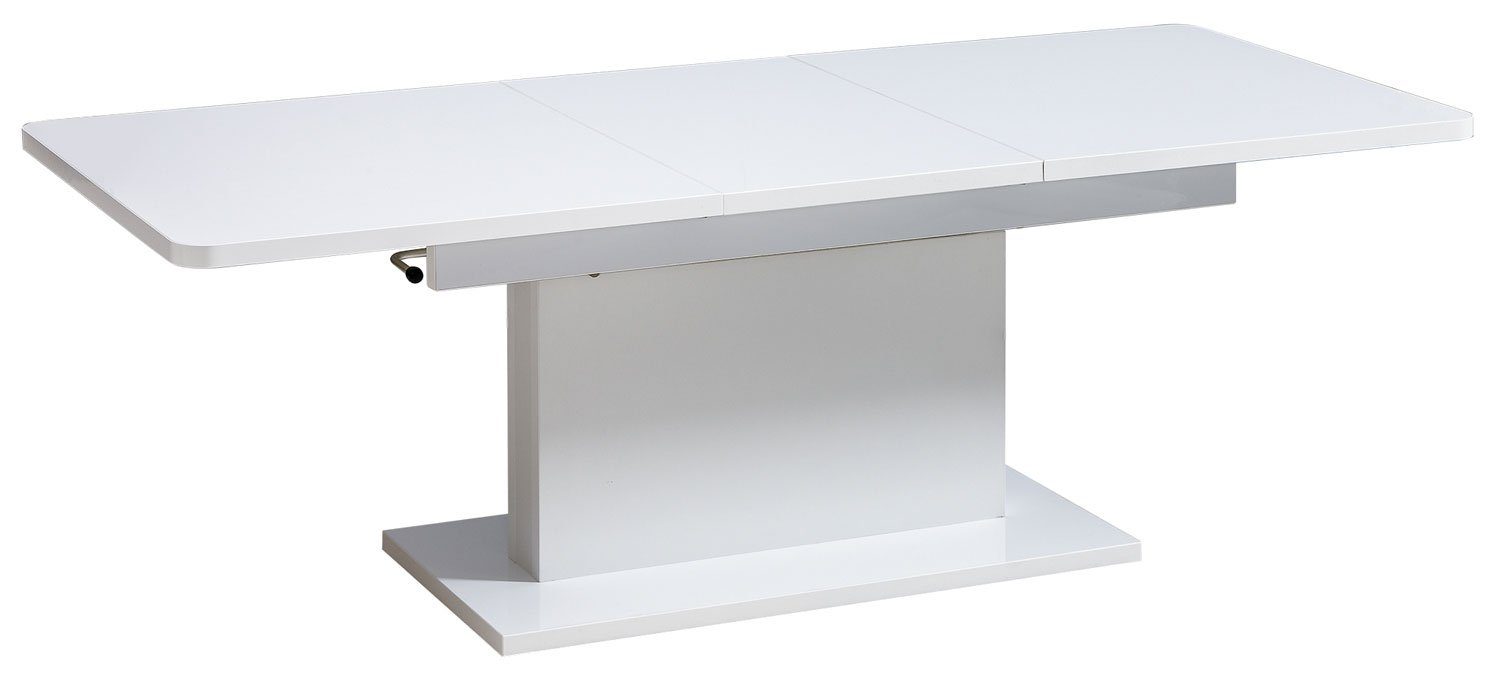 Feldmann-Wohnen Couchtisch Optima (1-St), 126-168x70cm weiß Hochglanz ausziehbar höhenverstellbar