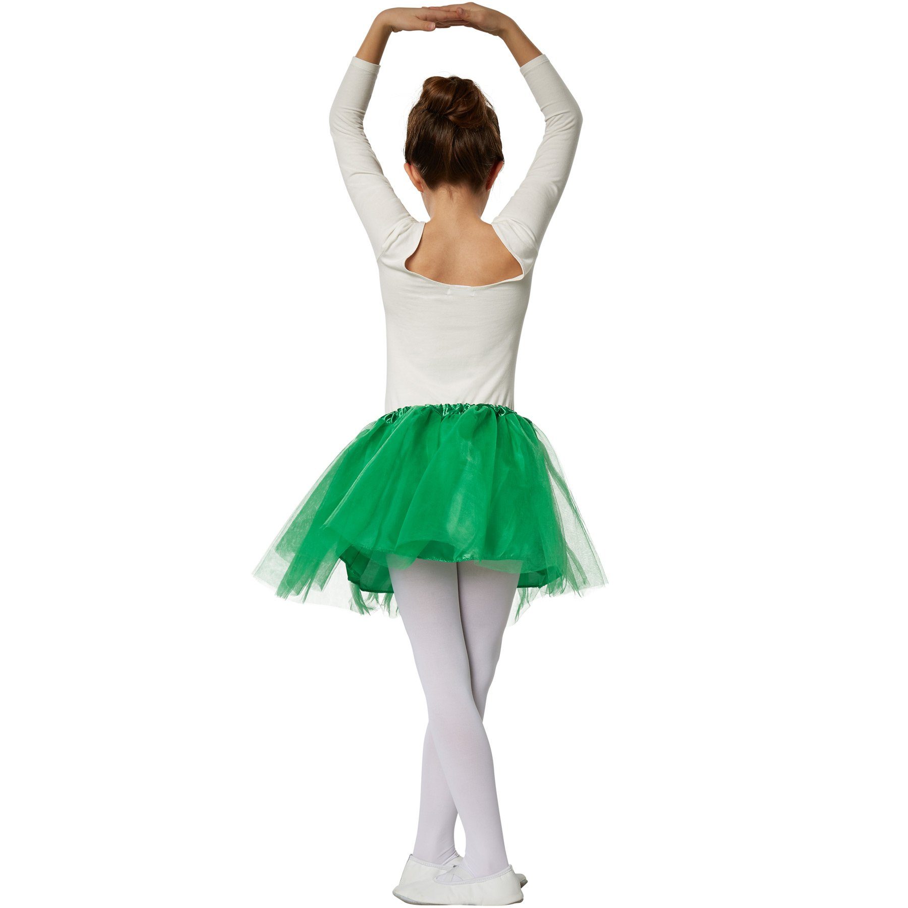 dressforfun Tüllrock Tutu, Schönes Faschingskostüm-Basic, Mit eingenähtem Satinunterrock (Ballettrock, Konfektionsgröße 140 (9-10 Jahre) in grün) Aus 3-lagigem Tüll, hoher Tragekomfort, Schleife als Verzierung