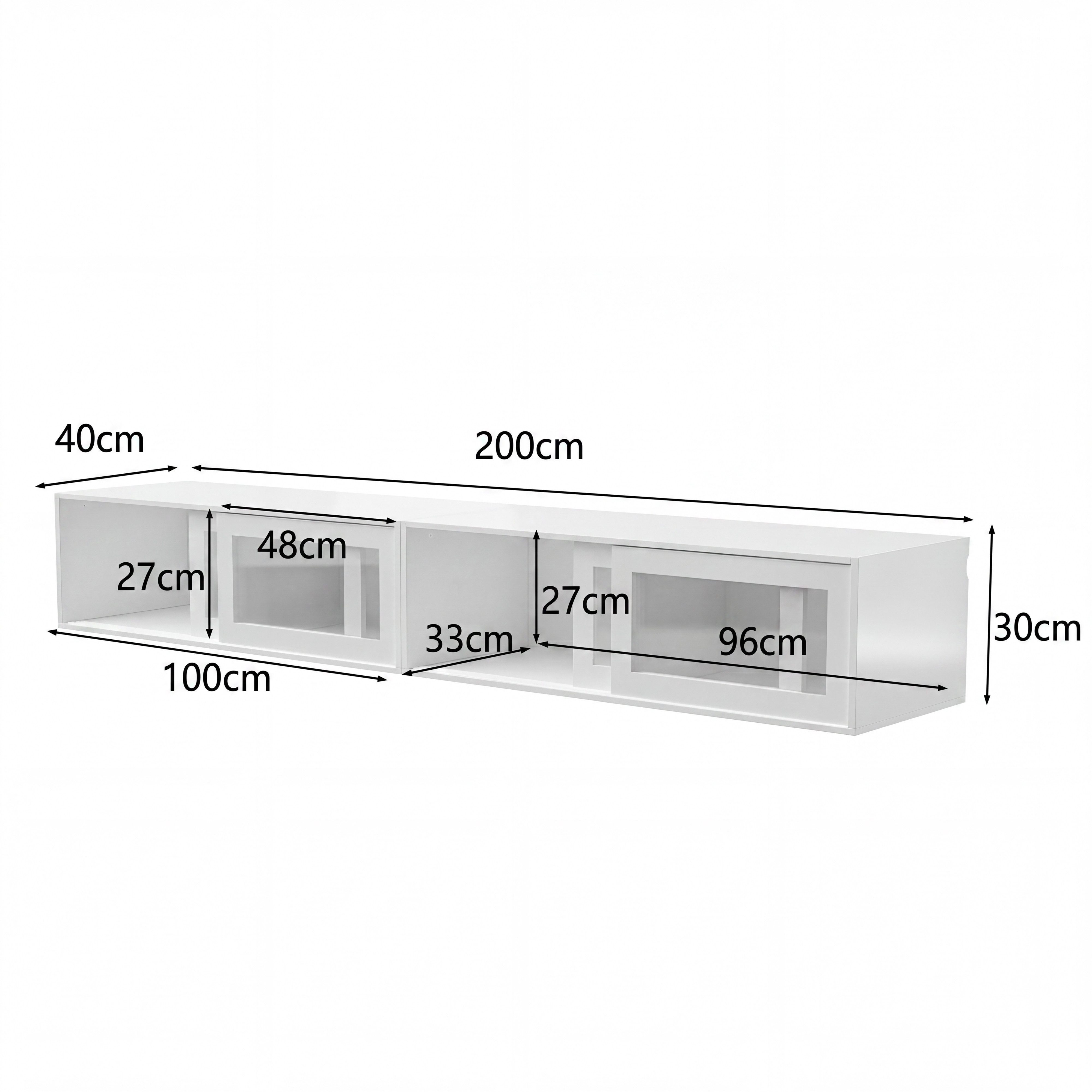 FUFU&GAGA Lowboard Hängendes TV-Lowboard 200 cm Set, Hochglanz Weiß mit LED – Bild 4 von 5