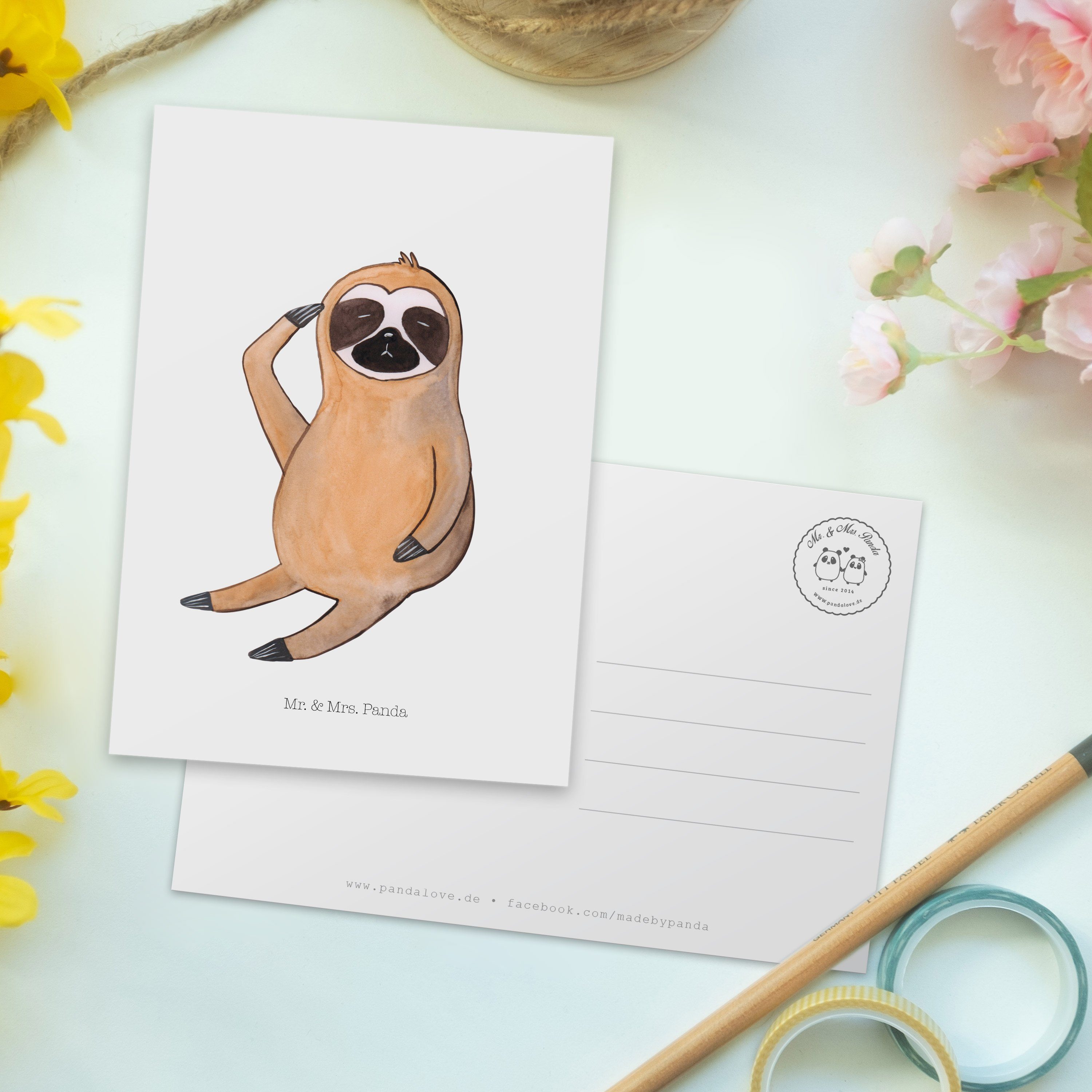 Deko, Geschenkkarte Panda - Faultier Geschenk, - zeigen Vogel Mrs. Weiß Mr. Postkarte & Faultier