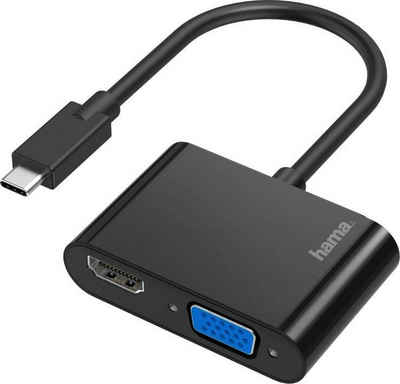 Hama Video-Adapter 2in1 USB-C-Stecker-VGA & HDMI™-Buchse Ultra-HD 4K USB-Adapter USB-C zu VGA, HDMI, 10 cm