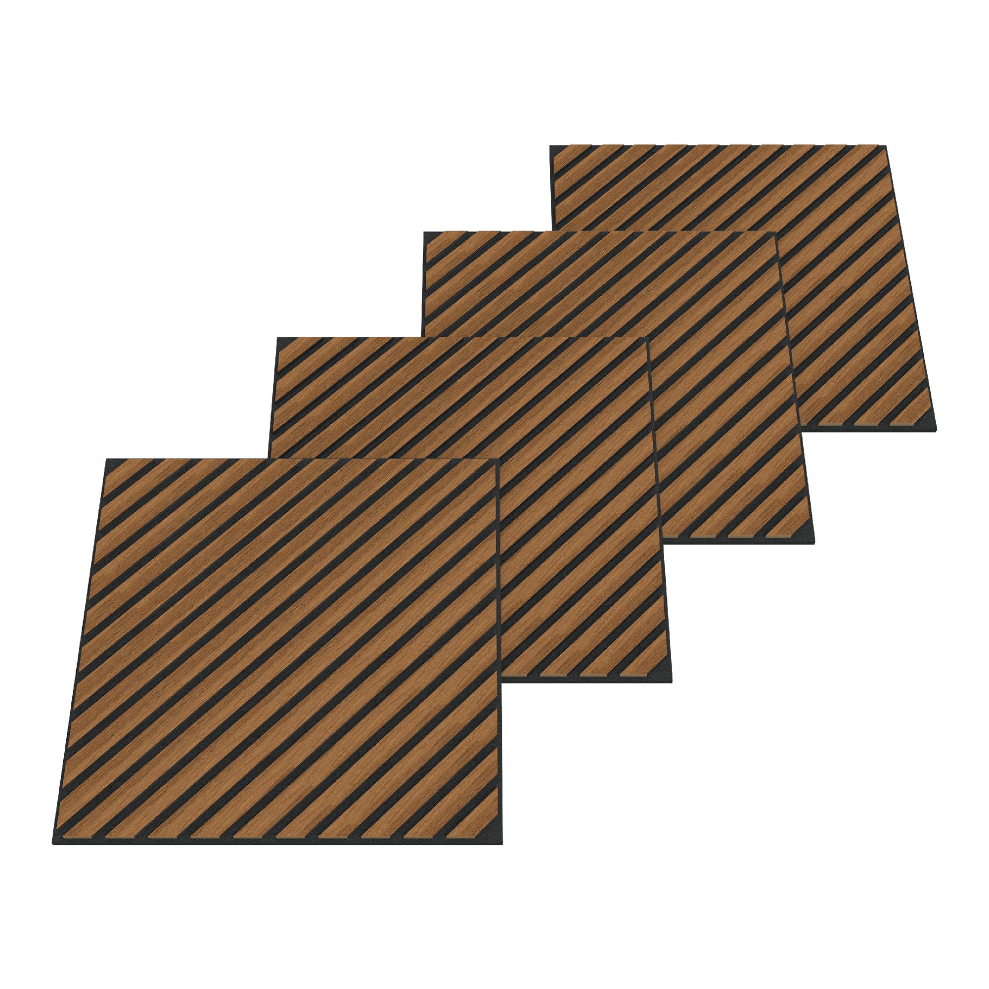 neu.holz 3D Wandpaneel, BxL: 60x60 cm, (Set, 16-tlg) »Vang« mit diagonalen Lamellen 60x60 cm Teakoptik