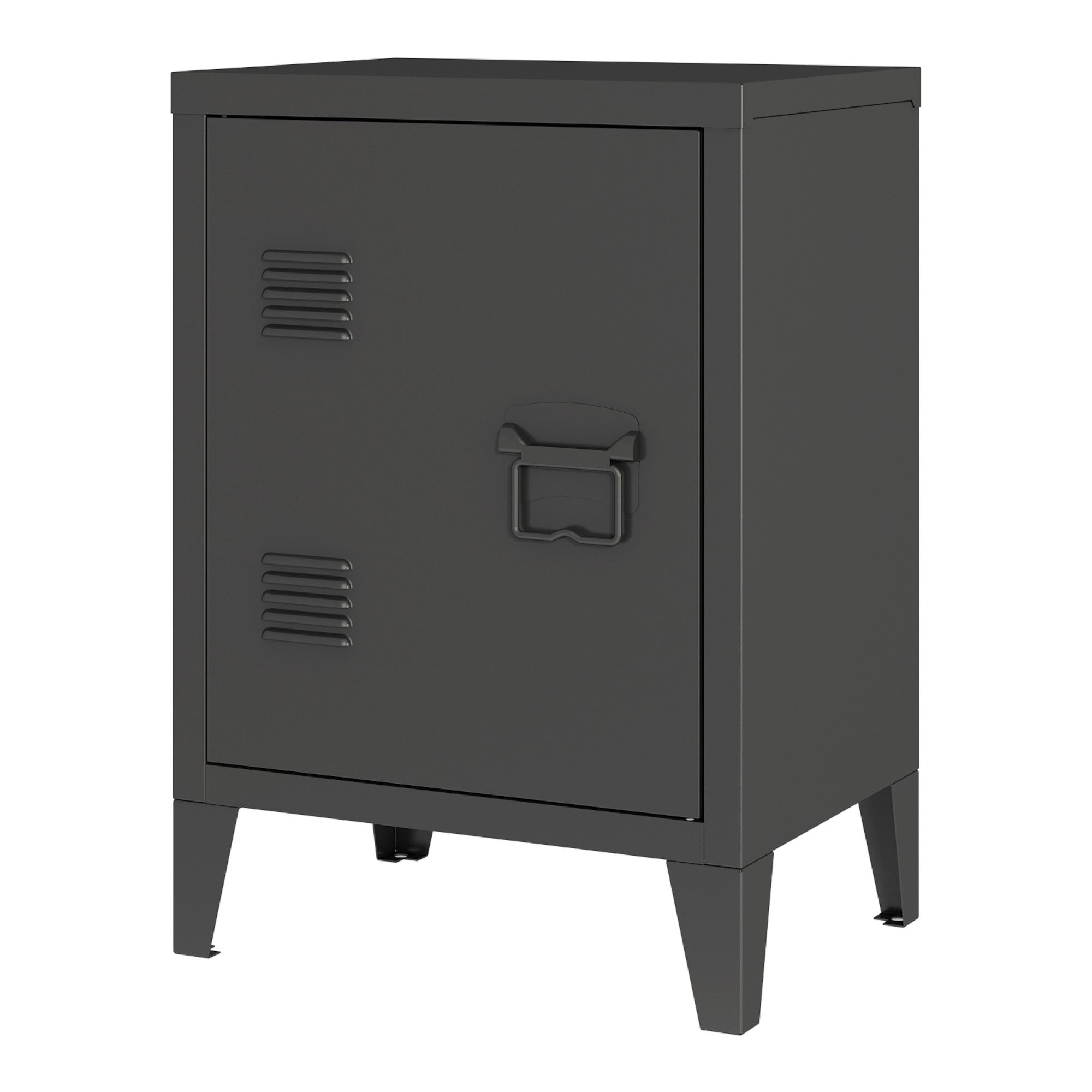 en.casa Nachtschrank »Inari« mit Türgriff rechts Stahl 57 x 40 x 30 cm Schwarz