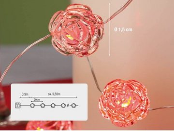 Hellum Lichterkette Hellum LED-Lichterkette rote Rosen (Acryl) 20 BS, Batteriebetrieb