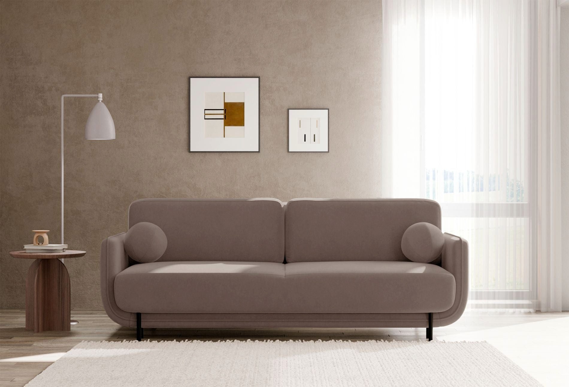Selsey Schlafsofa, 3-Sitzer mit Schlaffunktion, Bettkasten, Samt
