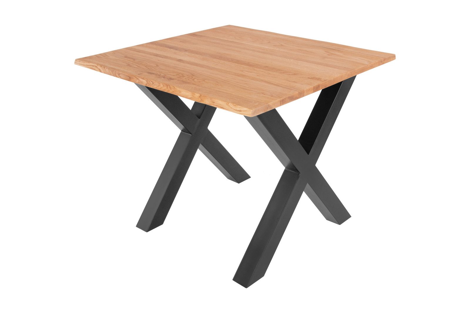 SAM® Baumkantentisch Edda, massive Wildeiche, mit Baumkante und Metallgestell X-Form