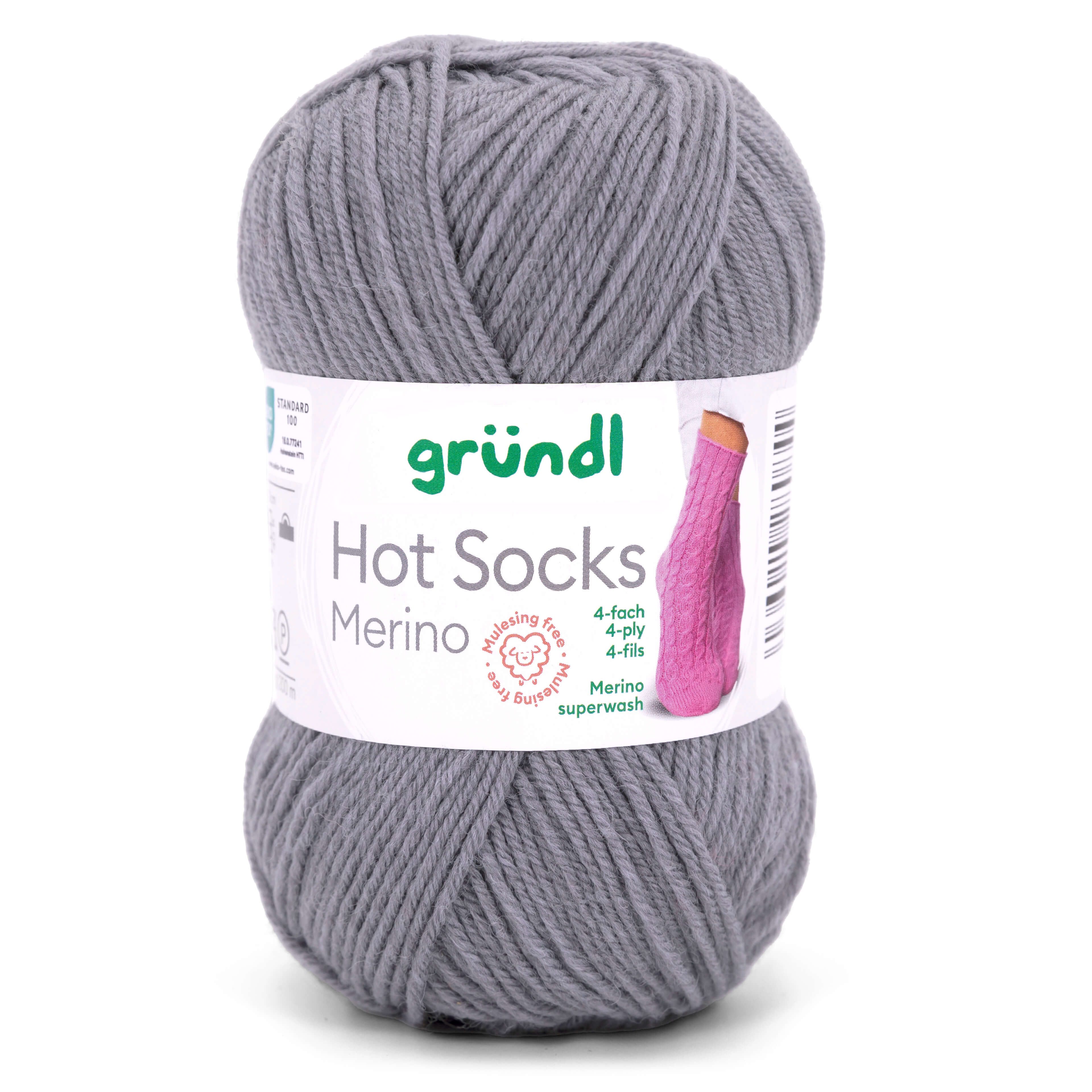 Gründl Hot Socks Merino Sockenwolle 4fädig einfarbig Häkelwolle, 210,00 m (50g Sockengarn 4fach uni, Strumpfwolle 4-fädig / 4-fach mit Merinowolle), 75% Wolle, 25% Polymaid