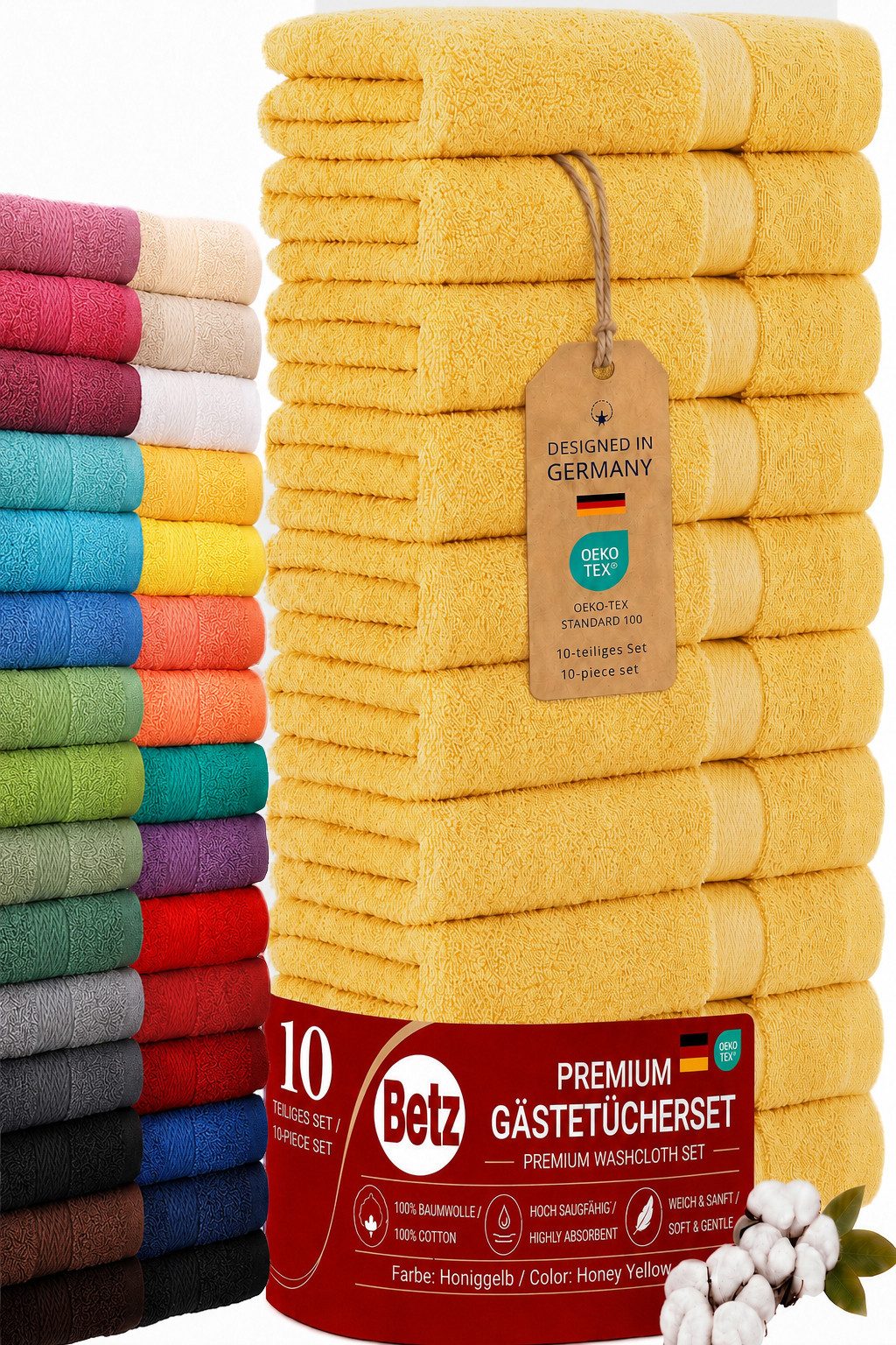 Betz Gästehandtücher 10 tlg. Gästehandtücher-Set PREMIUM 100 % Baumwolle 30x50cm, 100% Baumwolle (10-St)