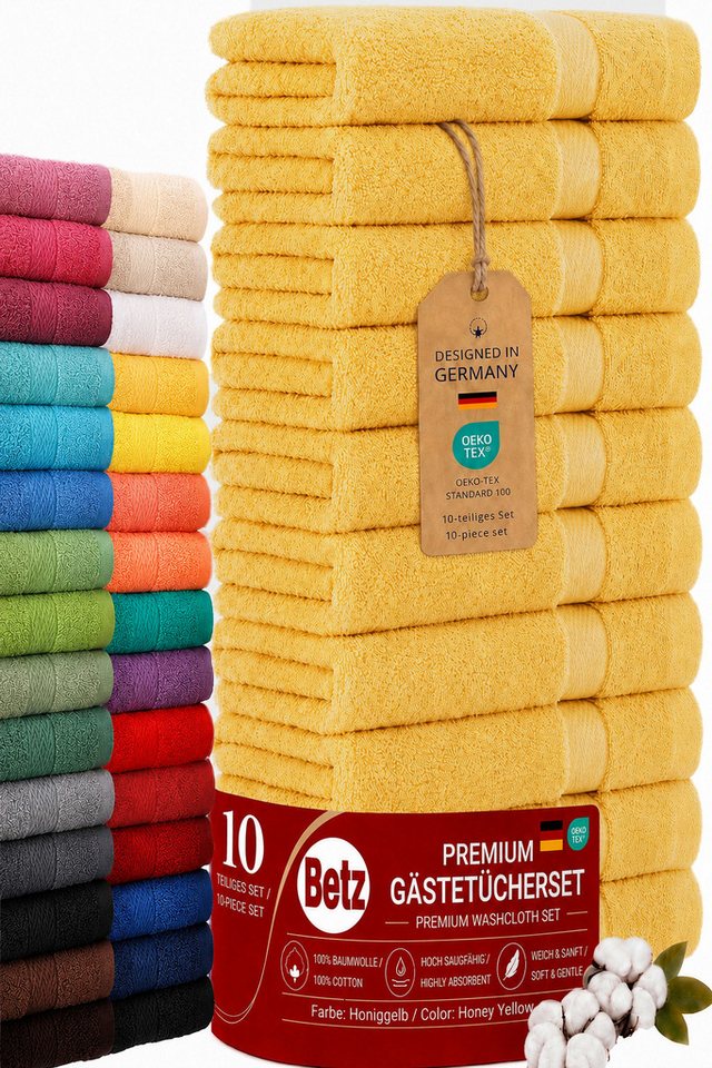 Betz Gästehandtücher 10 tlg. Gästehandtücher-Set PREMIUM 100 % Baumwolle 30x50cm, 100% Baumwolle (10-St)