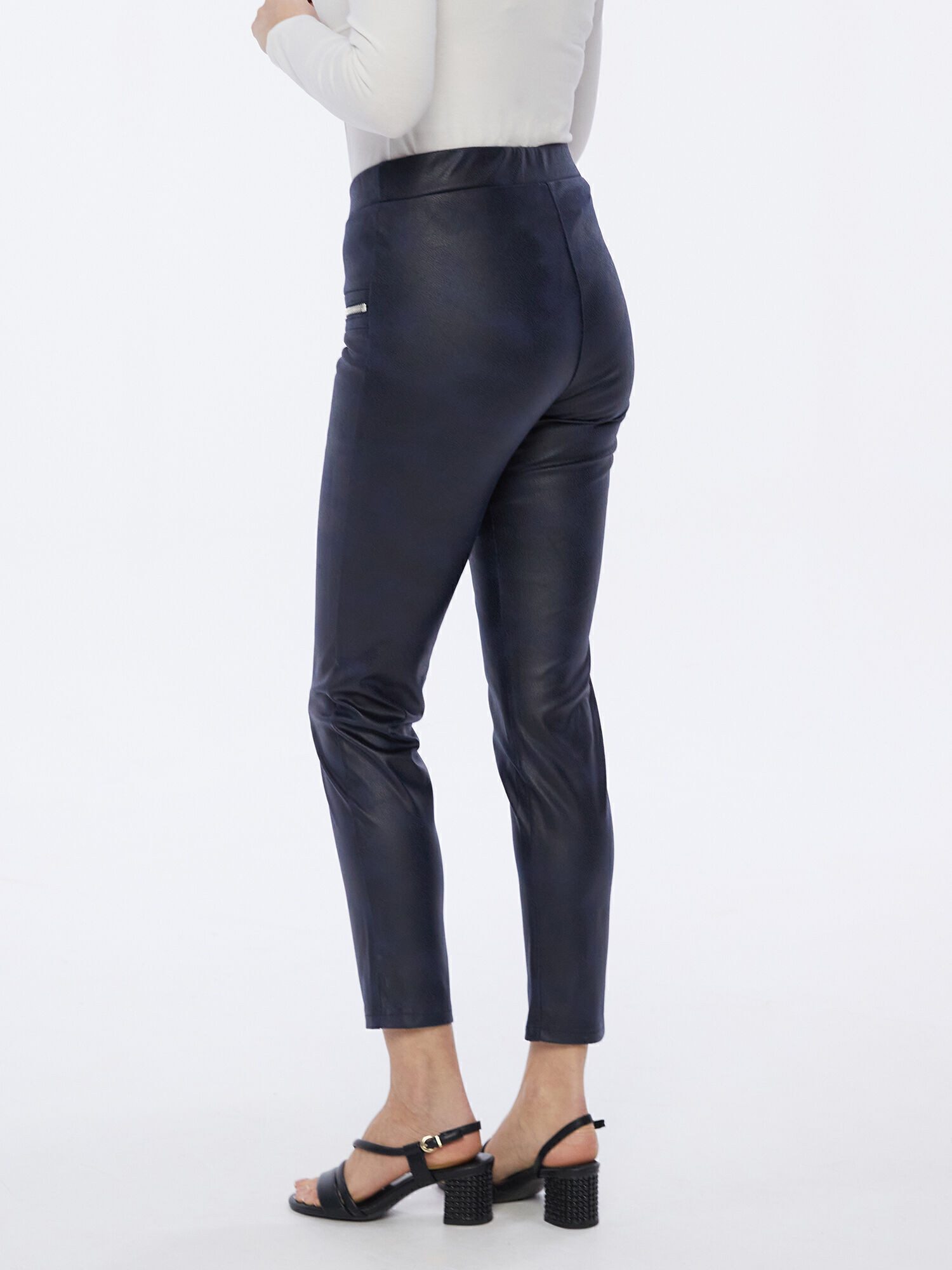 MONACO blue Lederimitathose Schlupfhose koerpernah in Lammnappa-Optik günstig online kaufen