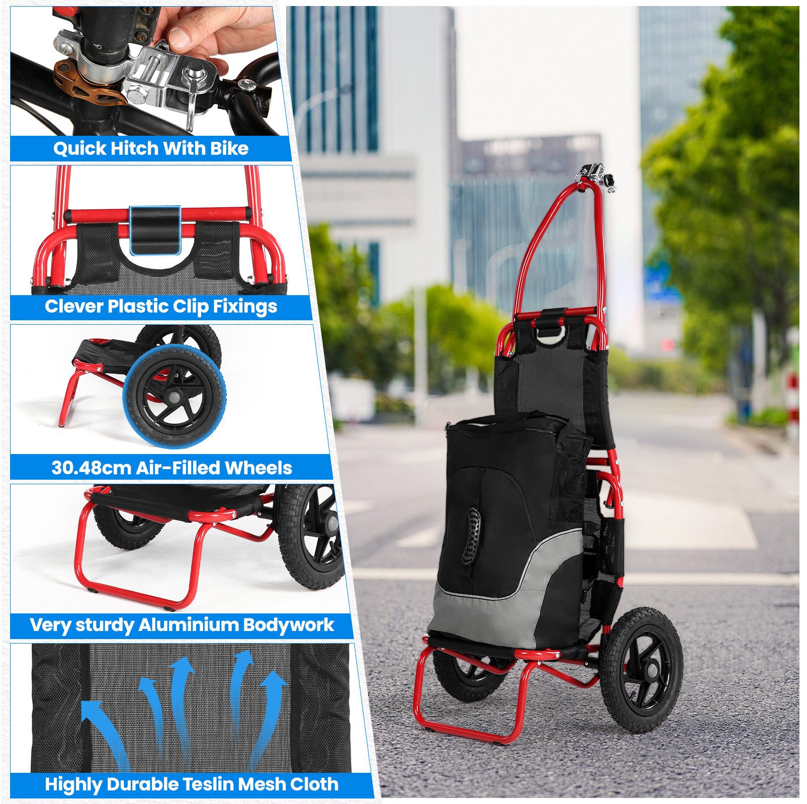 SEPNINE Fahrradlastenanhänger 2 in 1,klappbar mit 30 cm Luftreifen, 20 kg Ladegewicht