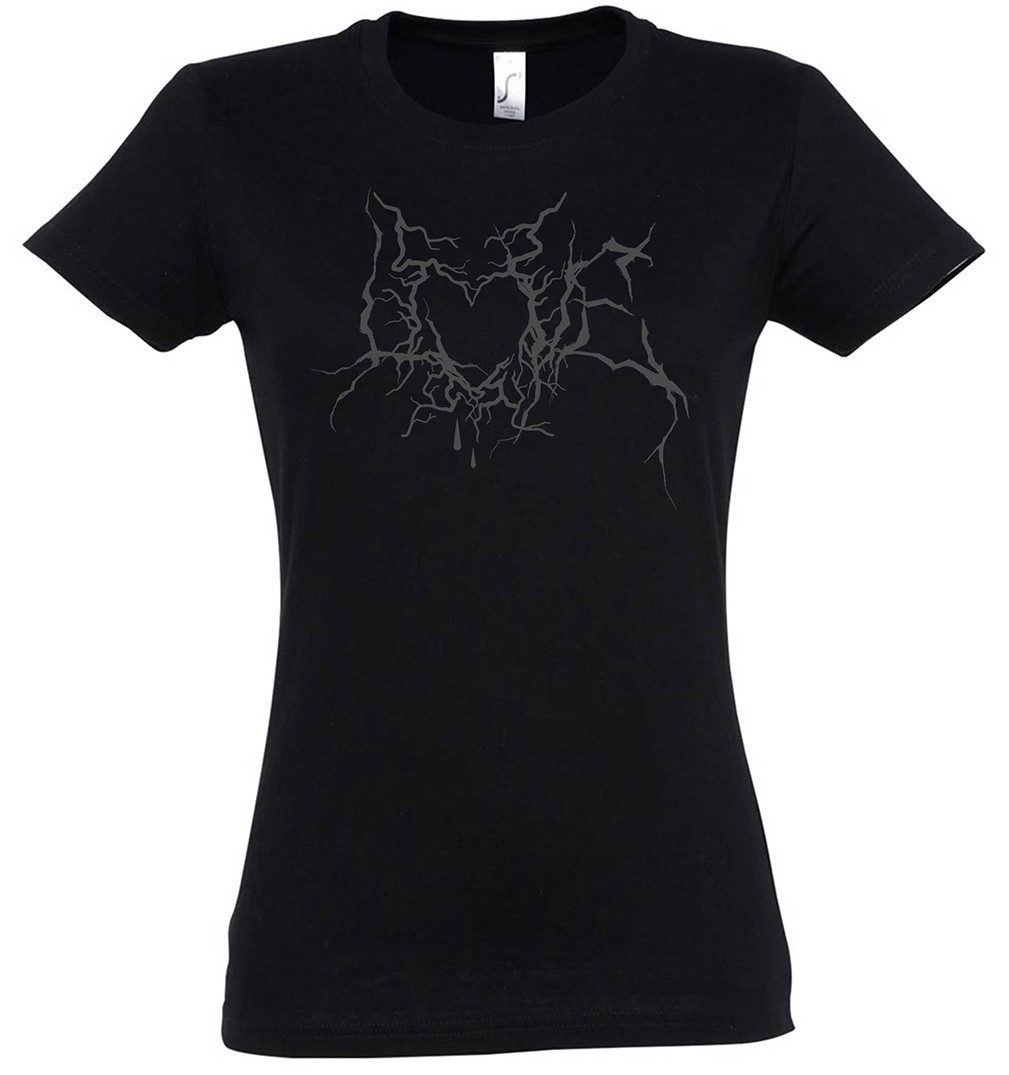 Print-Shirt Love Blackmetal Typo Damen T-Shirt Black Norwegian True Metal Death