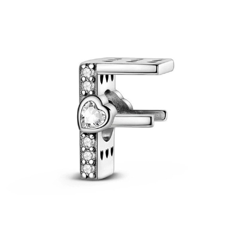 PANDACHARMS Charm Buchstabe Alphabet A-Z Block Buchstabe für Charm Armband, 925 Silber, Zirkonia – Bild 3 von 3