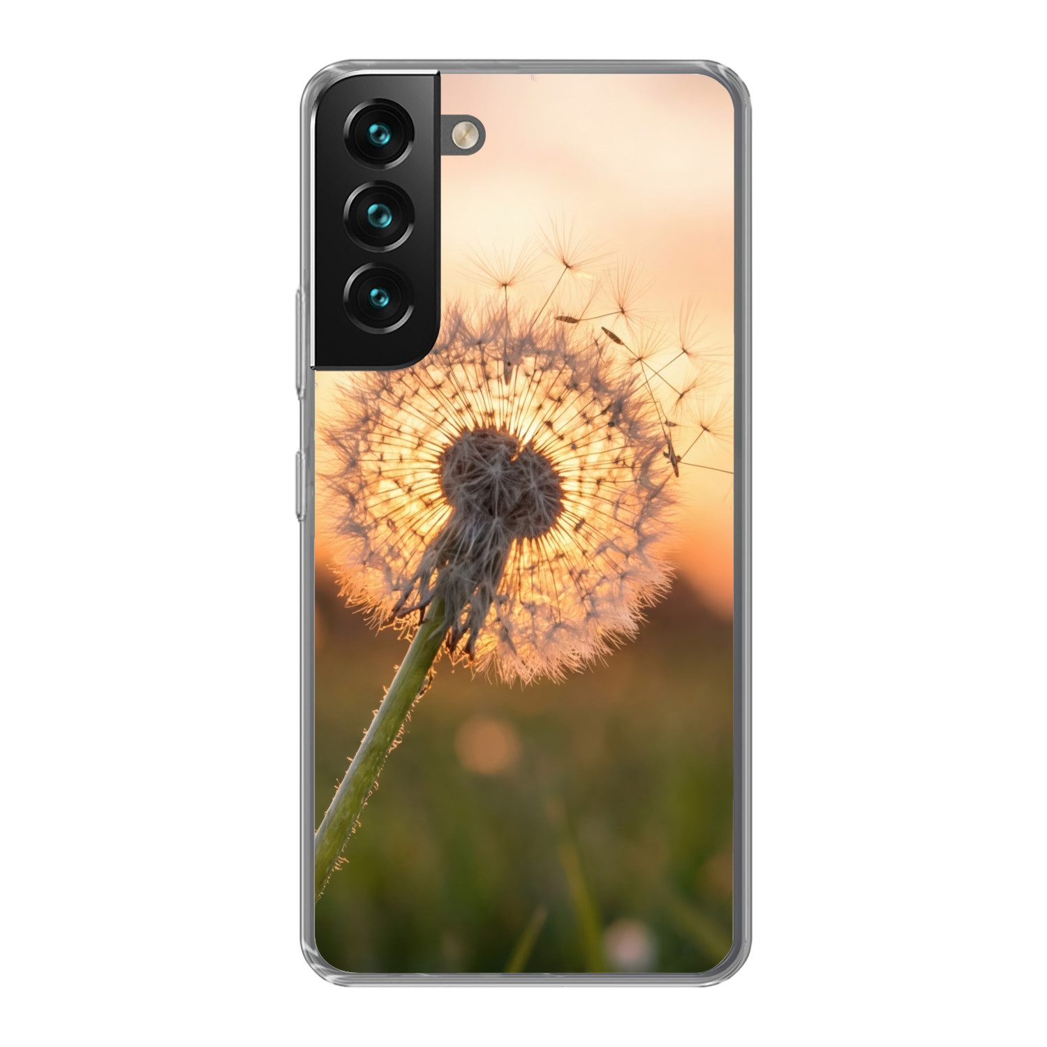 MuchoWow Handyhülle für Samsung Galaxy S22 Plus Löwenzahn - Sonnenuntergang - Feld, Phone Case, Silikon, Schutzhülle Dünn