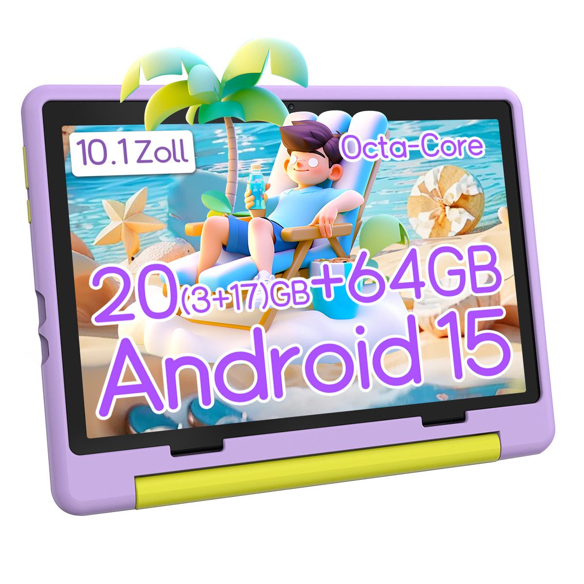 BUFO Kinder Lern-Tablet mit Elternkontrolle 10'' Android 15,64GB Tablet (10", 64 GB, Android 15, Kids Bumper blau)