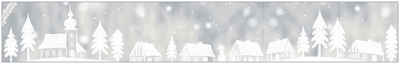 Fensterfolie Look Winter Village white, MySpotti, halbtransparent, glatt, 200 x 30 cm, statisch haftend