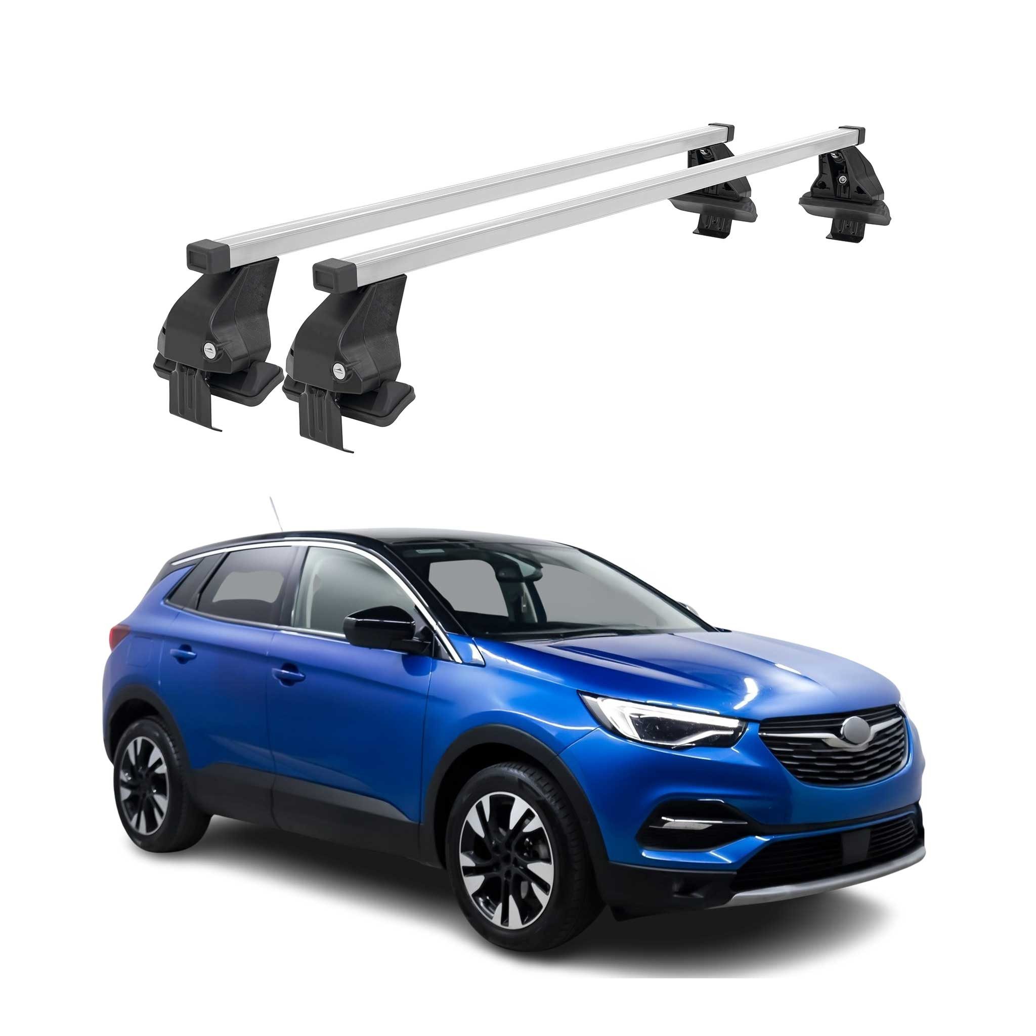 OMAC Dachträger Menabo Stahl Gepäckträger für Opel Grandland X 2017-2025 Grau (2-St), Wasserbeständig,Abnehmbar,Multifunktional,Leichtgewichtig