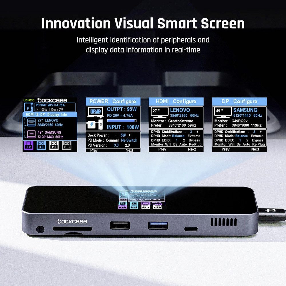 Dockcase Laptop-Dockingstation Dockcase USB-C® Dockingstation Universal integriertes Display, inkl