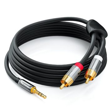 deleyCON deleyCON 12,5m HQ Adapter Audio Kabel - 3,5mm Klinke zu 2x Cinch Audio-Kabel