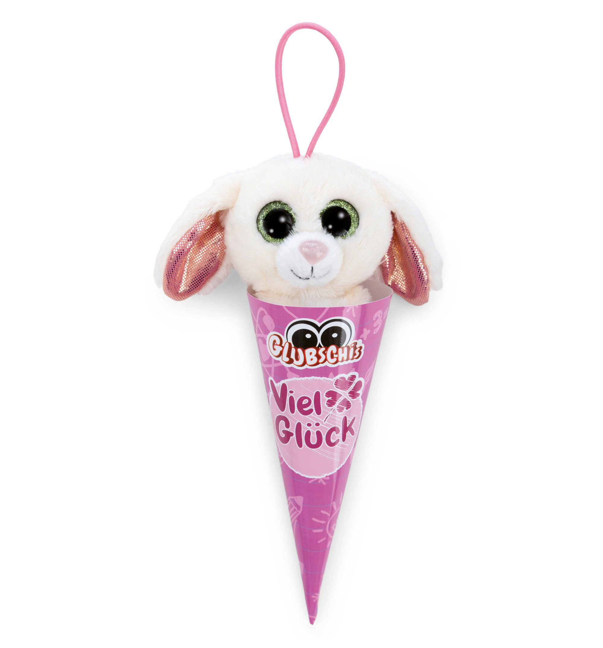 Nici Schultüte Glubschis Kuscheltier Anhänger 9 cm Hase Chibba Schlüsselanhänger, als Back to School Geschenk, mit großen Glitzeraugen