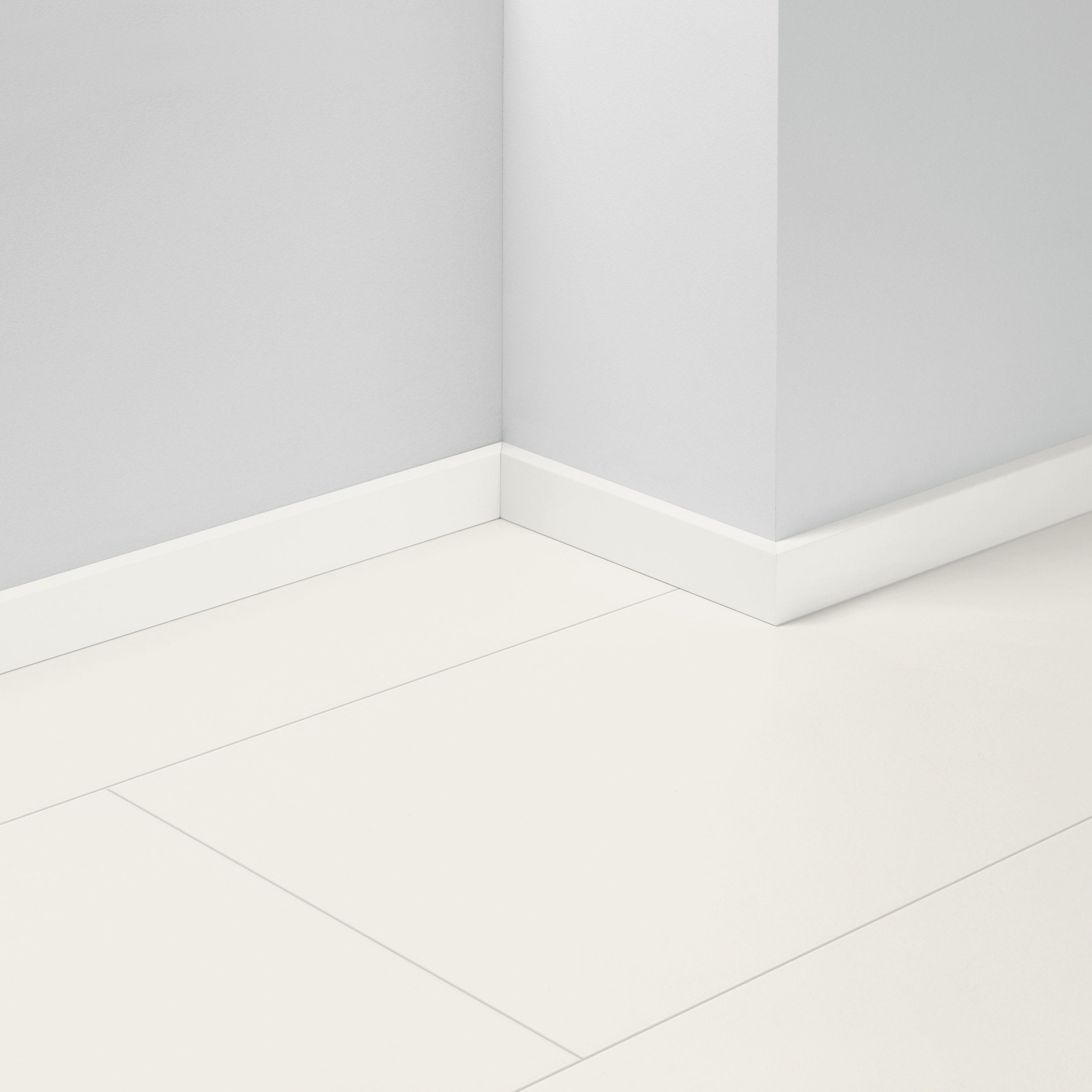 PARADOR Sockelleiste SL 5 Uni weiß D002, L: 220 cm, H: 5 cm, Made in Germany, 1-St., Nachhaltig, Im Farbton RAL 9016, Verwindungsfrei, Mit hochwertigem MDF-Kern