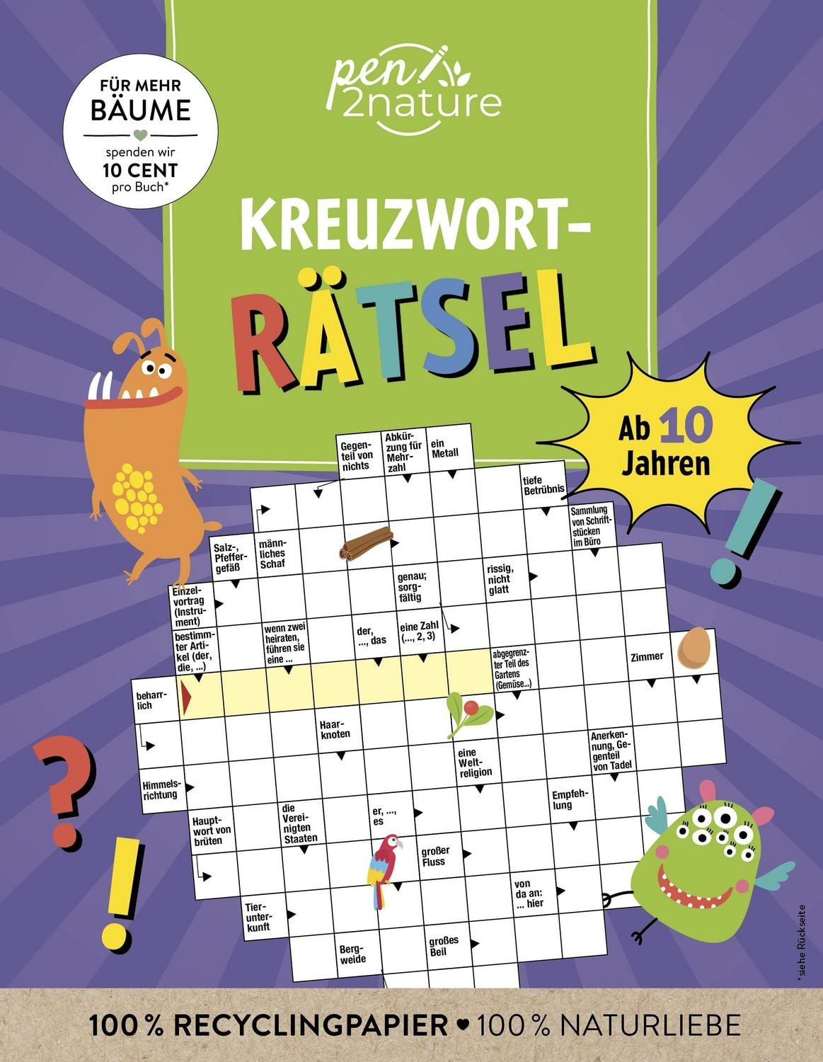 Kreuzworträtsel ab 10 Jahren. Rätselbuch für Kinder / Pen2nature