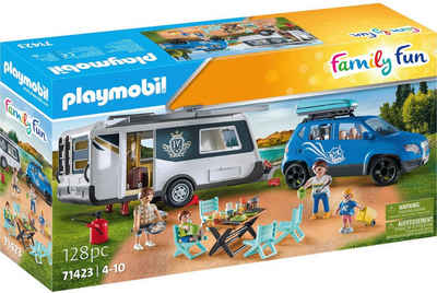 Playmobil® Konstruktions-Spielset Wohnwagen mit Auto (71423), Family & Fun, (128 St)
