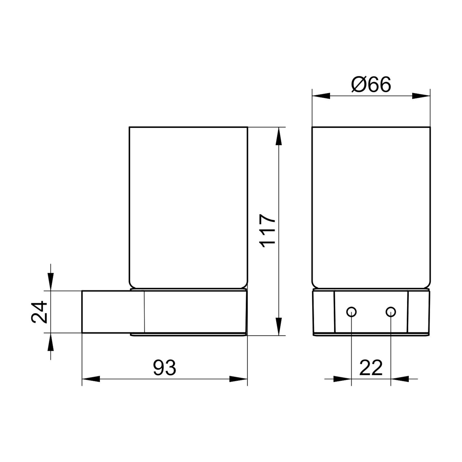 Keuco Zahnputzbecher Plan mit Kristallglas und Wandhalterung aus Metall, (Vormontiert), schwarz matt, Wandmontage, inkl. Schrauben und Dübel