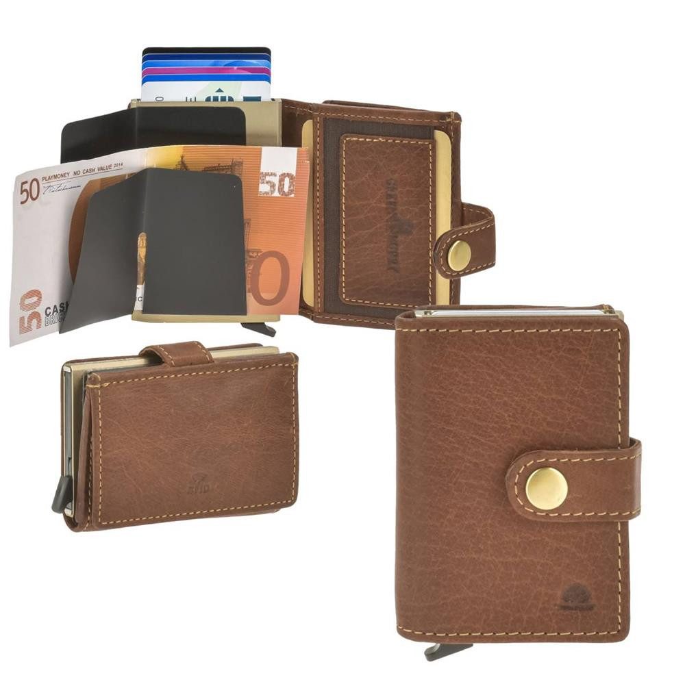 Geldbörse "Vintage" Kartenetui Leder Minibörse klein mit RFID Schutz