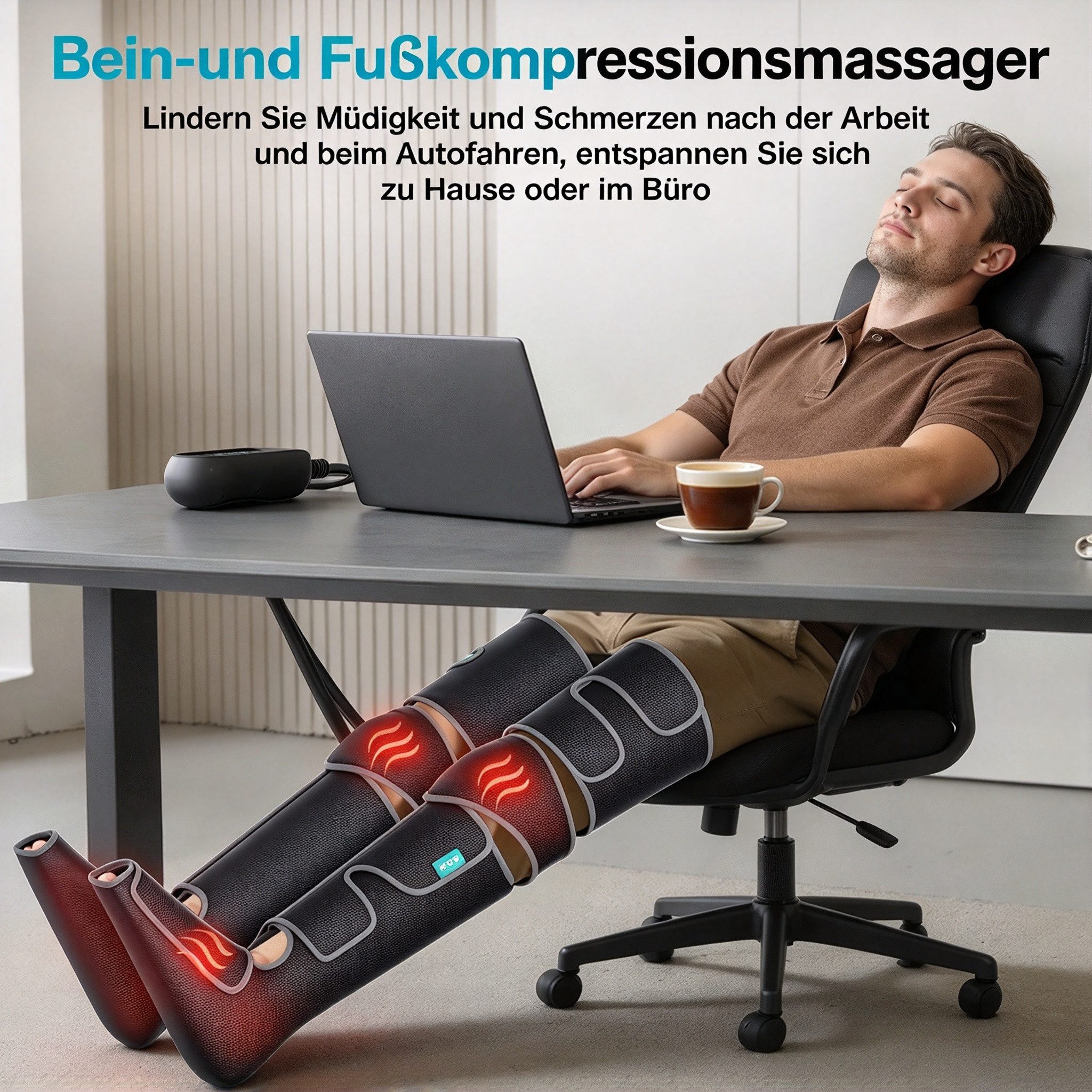 ALLJOY Massagegerät Beinmassagegerät für Durchblutung und Schmerzlinderung, Massagegerät Bein mit Wärme und Kompression, 2 Wärmestufen 4 Intensitäten 5 Modi, Ge – Bild 3 von 5