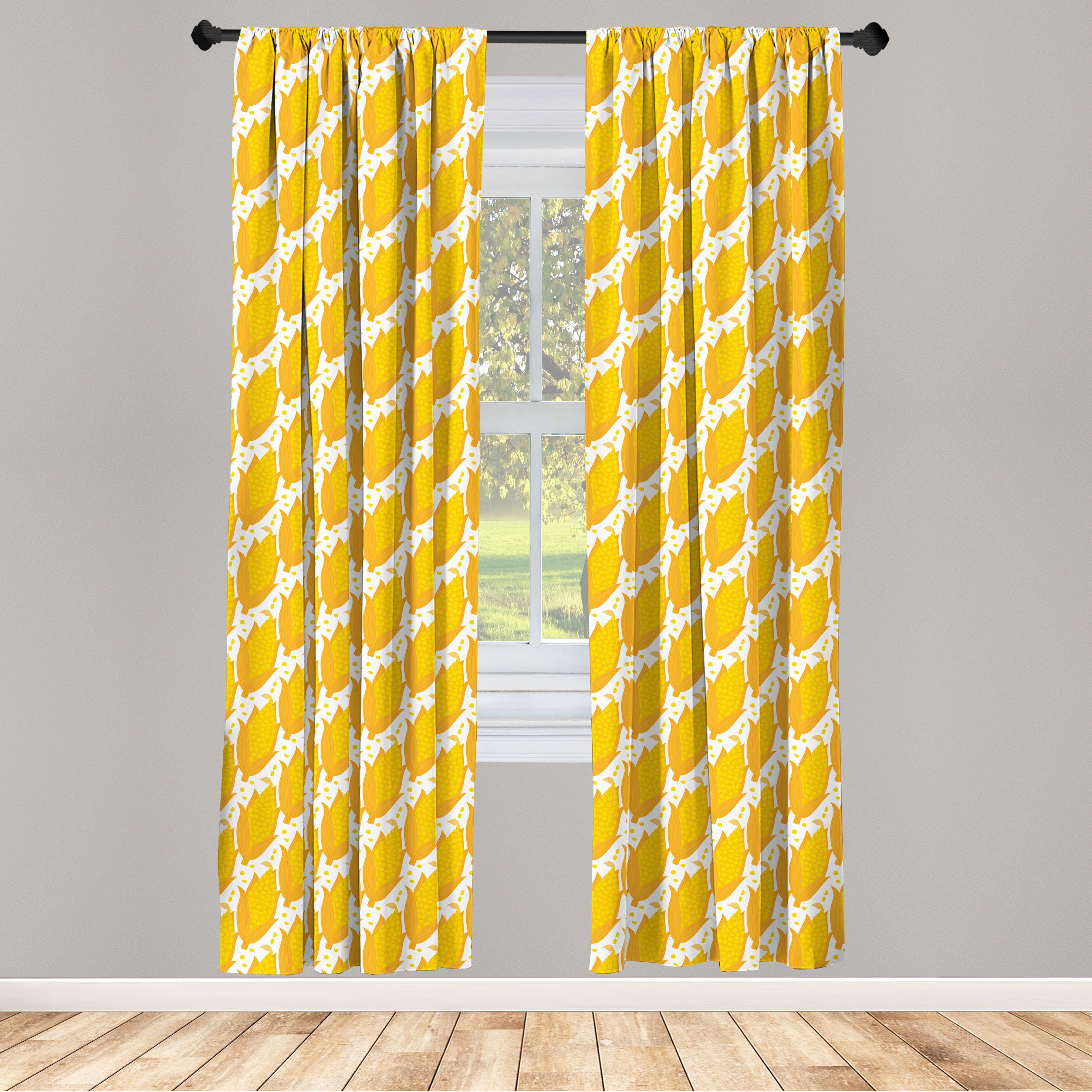 Gardine Vorhang für Wohnzimmer Schlafzimmer Dekor, Abakuhaus, Microfaser, Karikatur Milch gekocht Corns Muster | Fertiggardinen