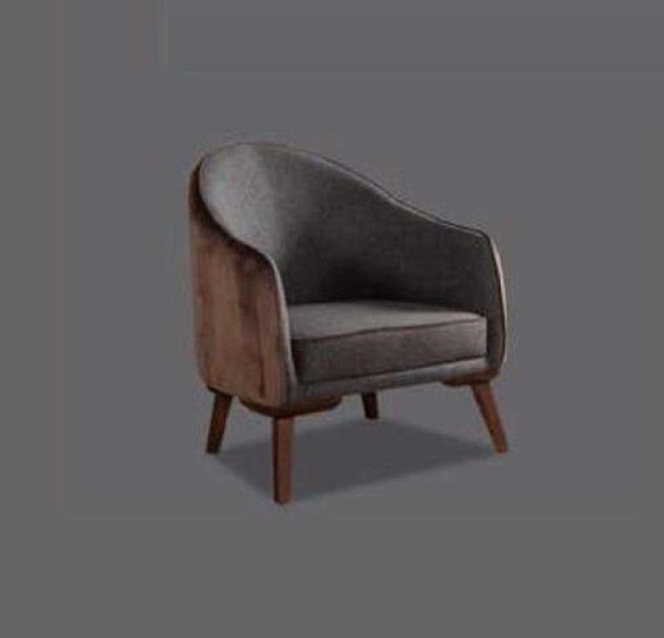 JVmoebel Sessel 1 Sitzer Sessel Textil Design Grau Stil Einsitzer Wohnzimmer Neu Luxus