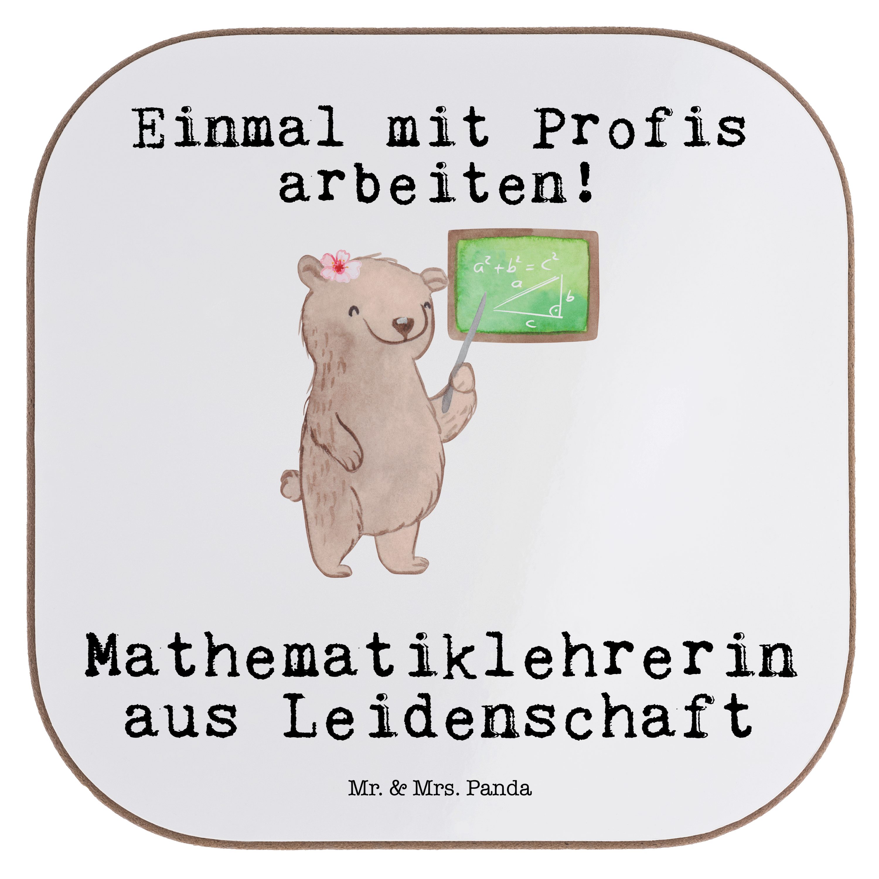 Mr. & Mrs. - Getränkeuntersetzer Weiß Panda Bierdec, Mathematiklehrerin Geschenk, 1-tlg. - aus Leidenschaft Rente