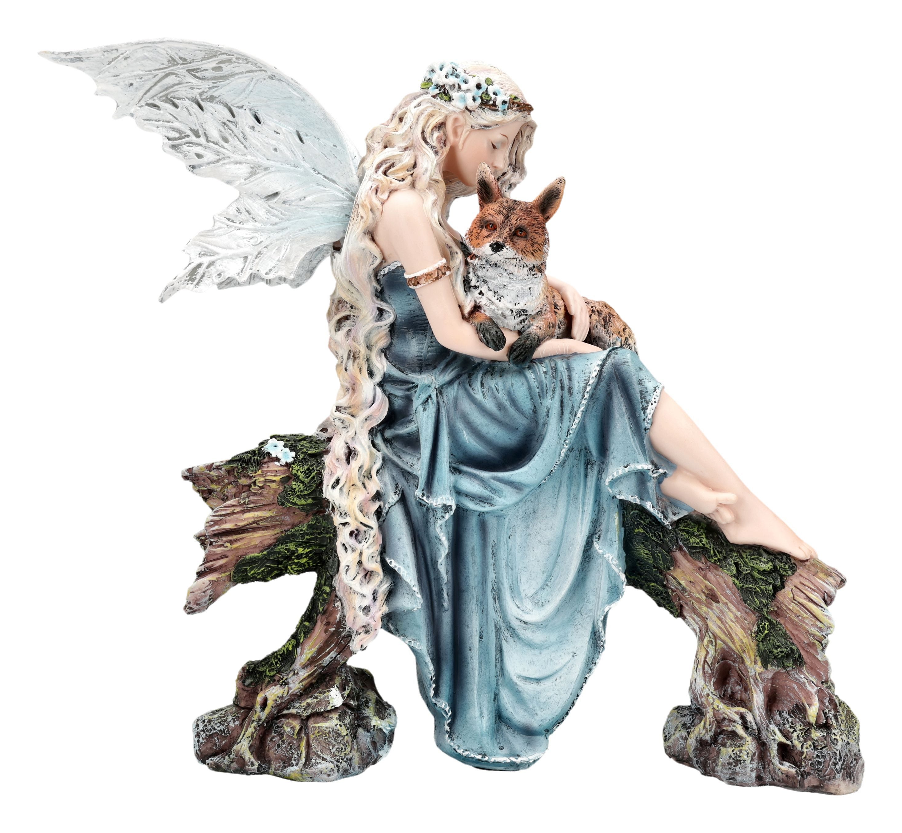 Figuren Shop GmbH Fantasy-Figur Waldelfe Figur – Elaria mit Fuchs Fantasy Statue Sammlerfigur 25 cm