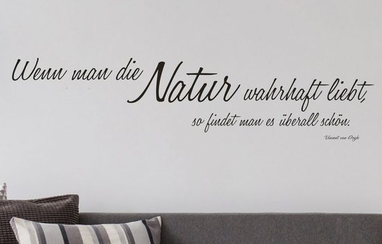 QUEENCE Wandtattoo »Wenn man die Natur…«, dunkelgrau, 118 x 26 cm