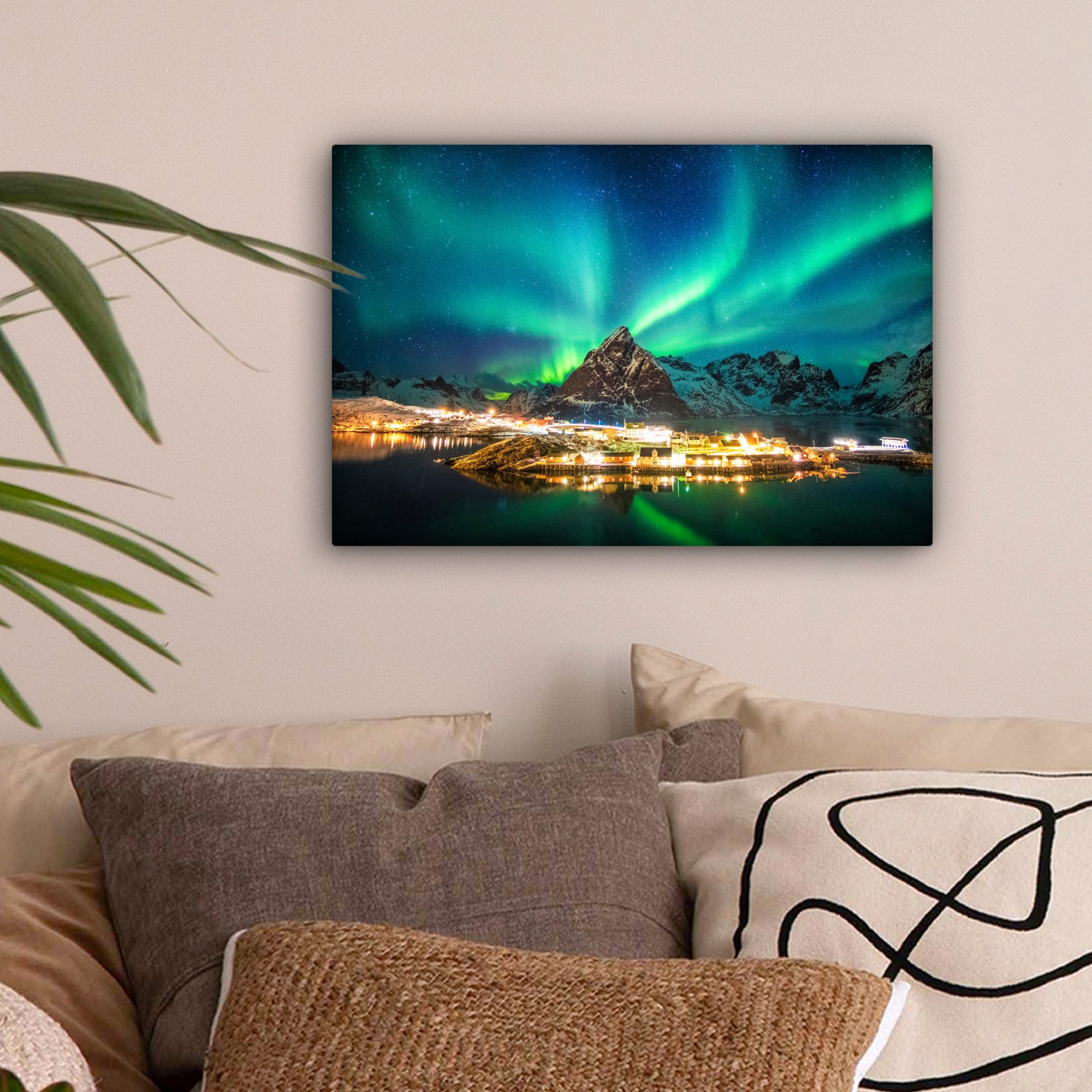 OneMillionCanvasses® Leinwandbild Nordlicht - Lichter - Berg - Norwegen, Fo günstig online kaufen