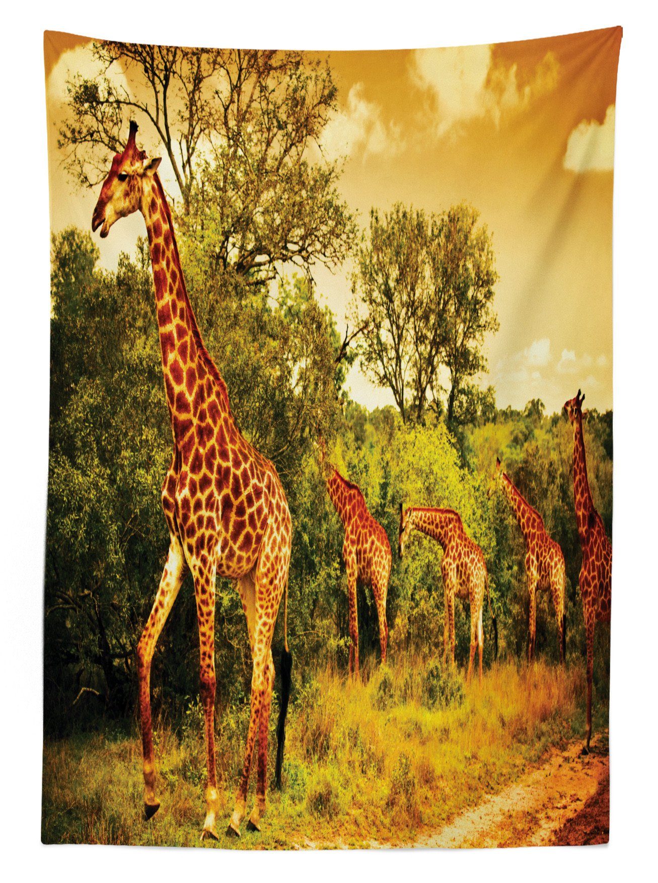 geeignet Tischdecke Farbfest Safaritiere Afrikanische den Waschbar Außen Für Abakuhaus Giraffe Farben, Bereich Klare