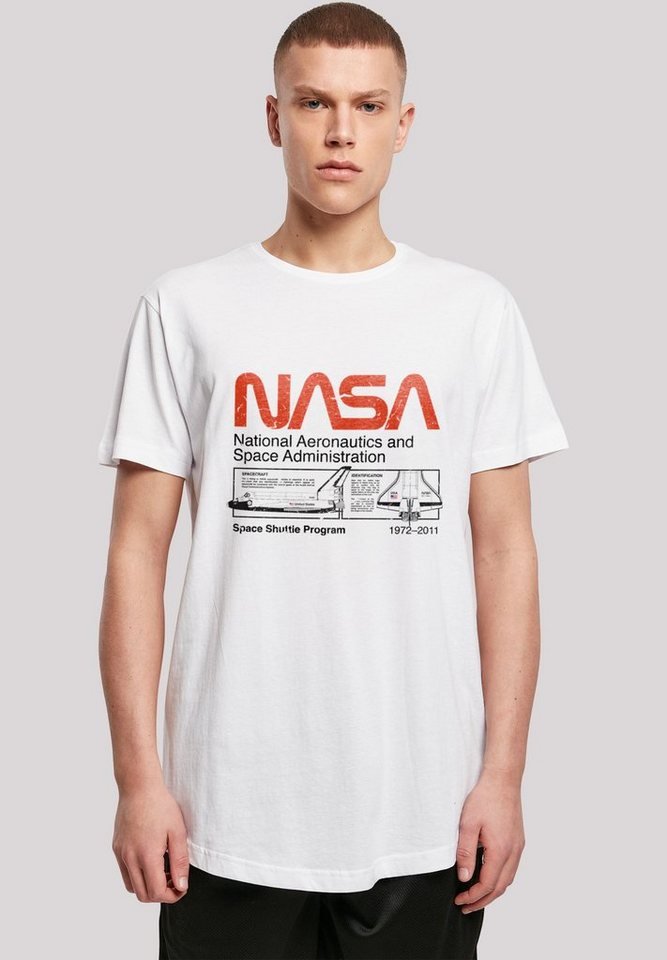 F4NT4STIC T-Shirt NASA Classic Space Shuttle White Herren,Premium Merch ,Lang,Longshirt,Bedruckt