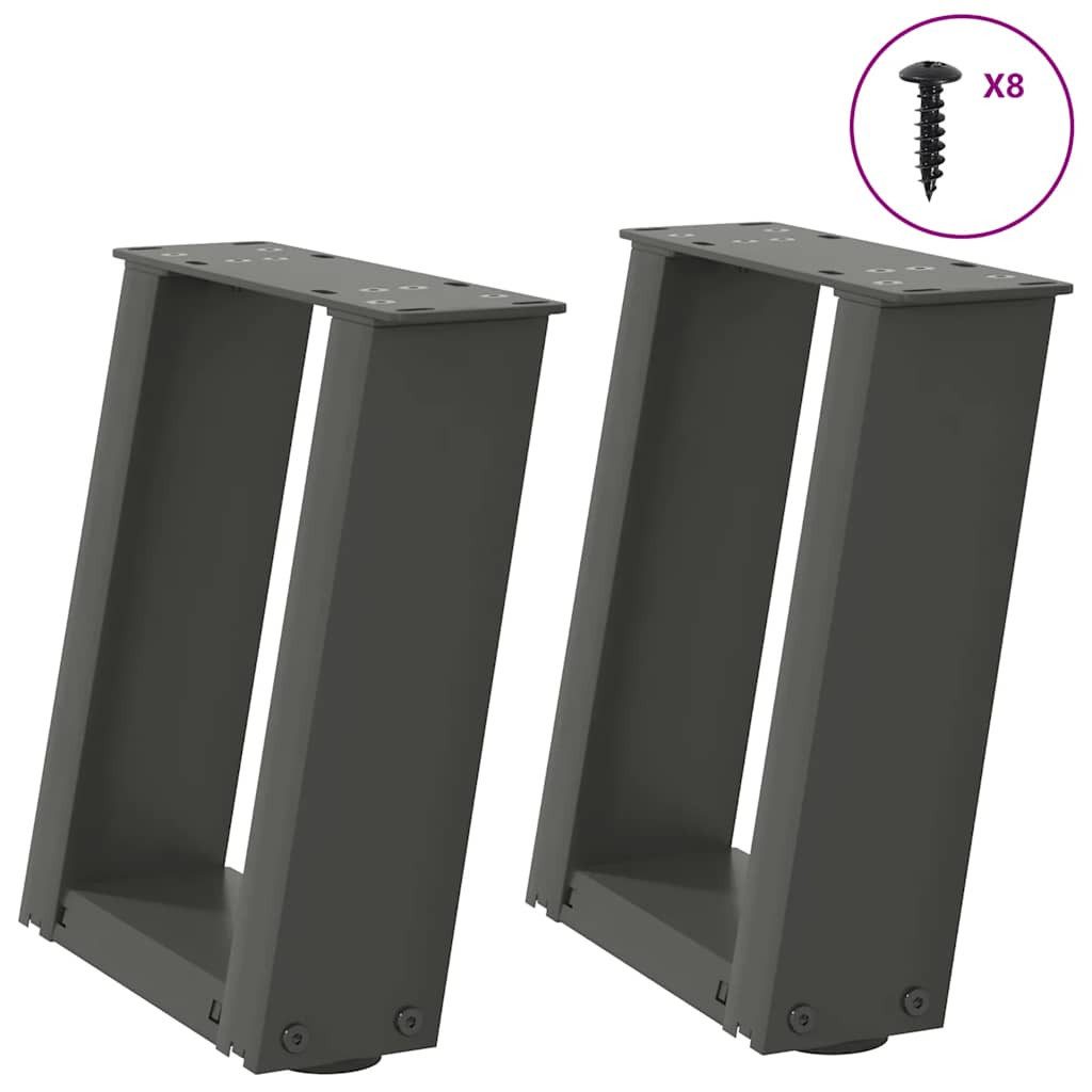 Tischgestell Couchtischbeine U-Form 2 Stk Anthrazit 30x30-31 cm Stahl