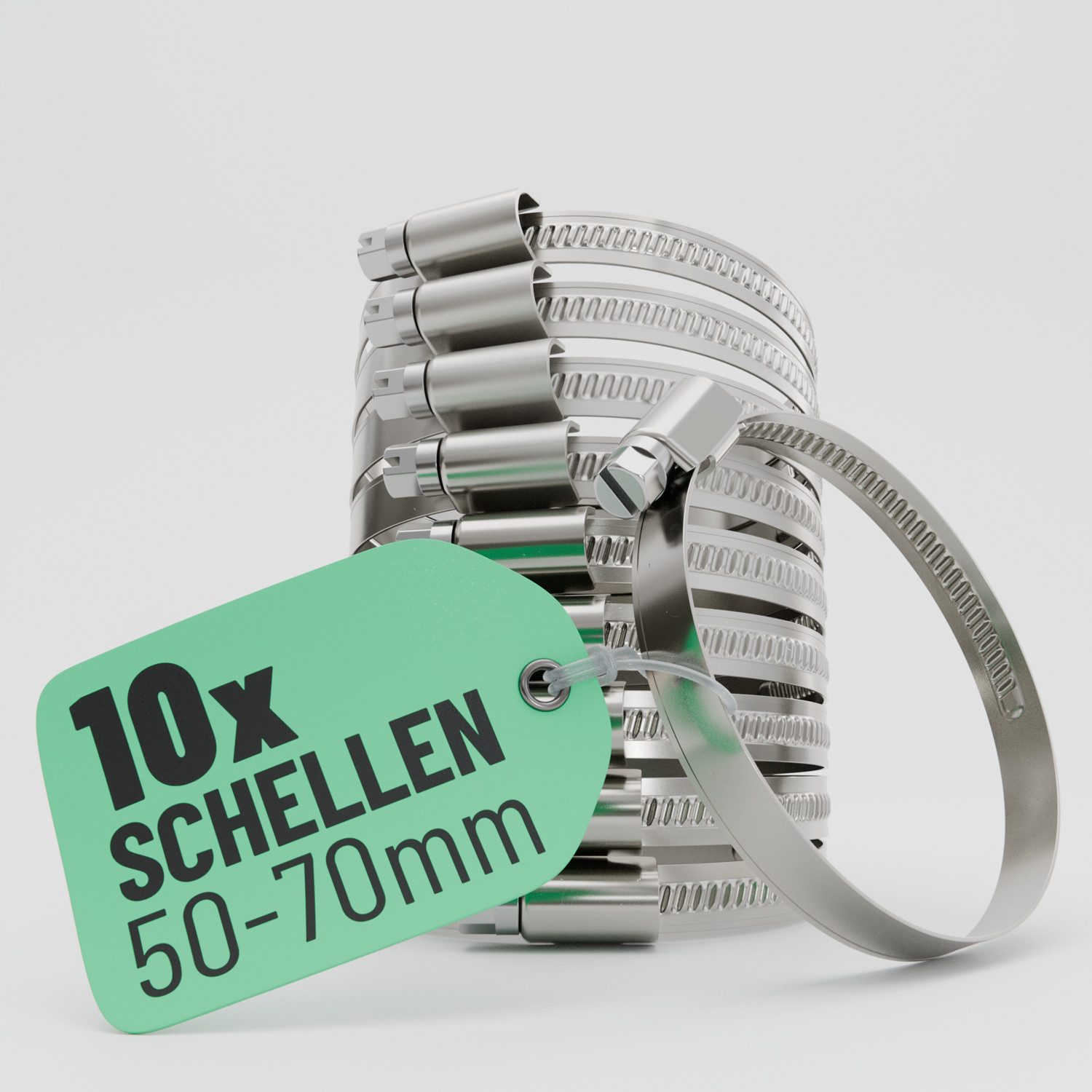 greate. Schlauchschelle 10x Schlauchschellen Edelstahl 50-70 mm - Einstellbare Schlauchschelle, (10-St)