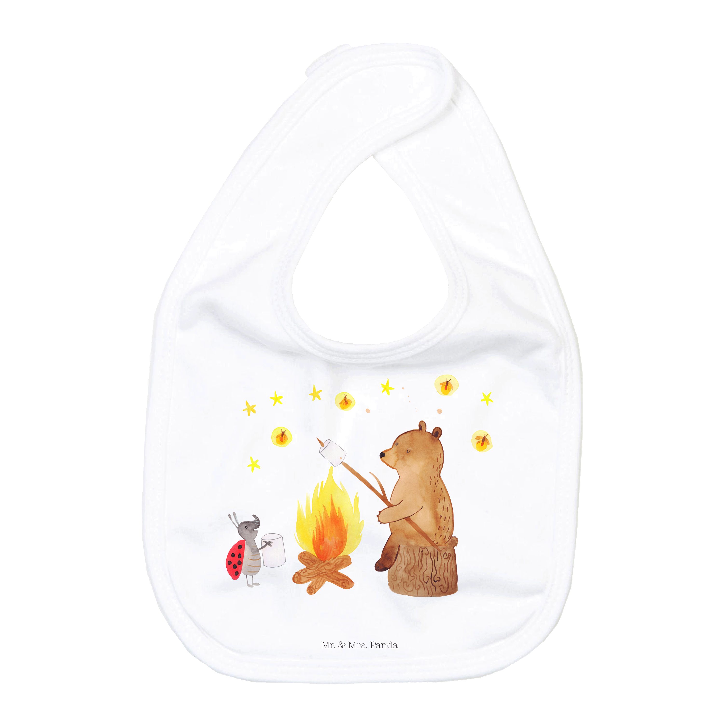 Tragetuch Bär & Marienkäfer Lagerfeuer - Weiß - Geschenk, Baby Lätzchen, Gesche