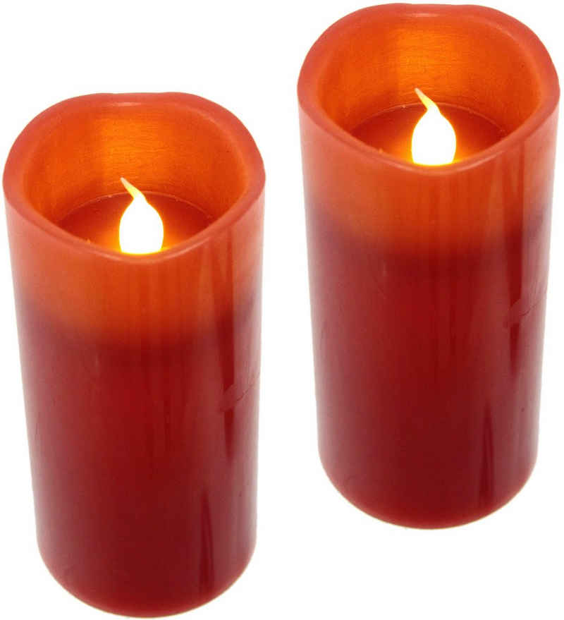 I.GE.A. LED-Kerze Batteriebetriebene LED-Kerzen aus Echtwachs, Höhe ca. 12,5 cm (Set, 2-tlg), flackerndes Stimmungslicht, Stumpenkerze für den Adventskranz
