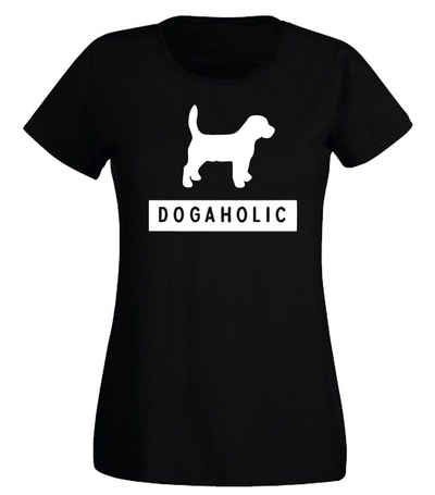 G-graphics T-Shirt Damen T-Shirt - Dogaholic mit trendigem Frontprint, Slim-fit, Aufdruck auf der Vorderseite, Spruch/Sprüche/Print/Motiv, für jung & alt