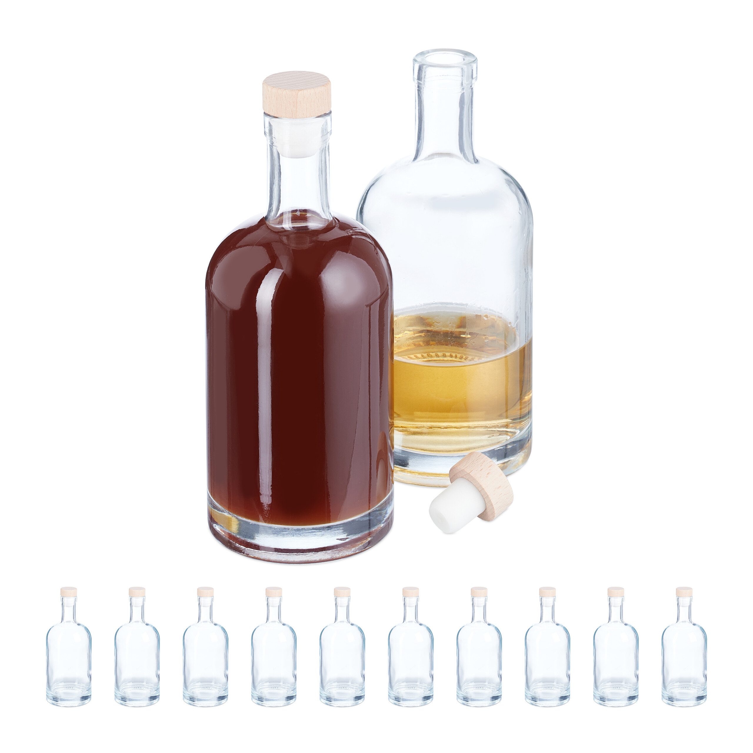 relaxdays Vorratsglas Flaschen zum Befüllen 12er Set 500 ml, Glas, (12-tlg)