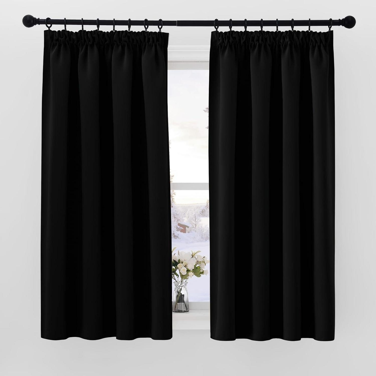 LuxusKollektion Verdunkelungsvorhang Kurzgardinen Schwarz Blickdicht H145 B140 cm (2er Pack) (2 St)